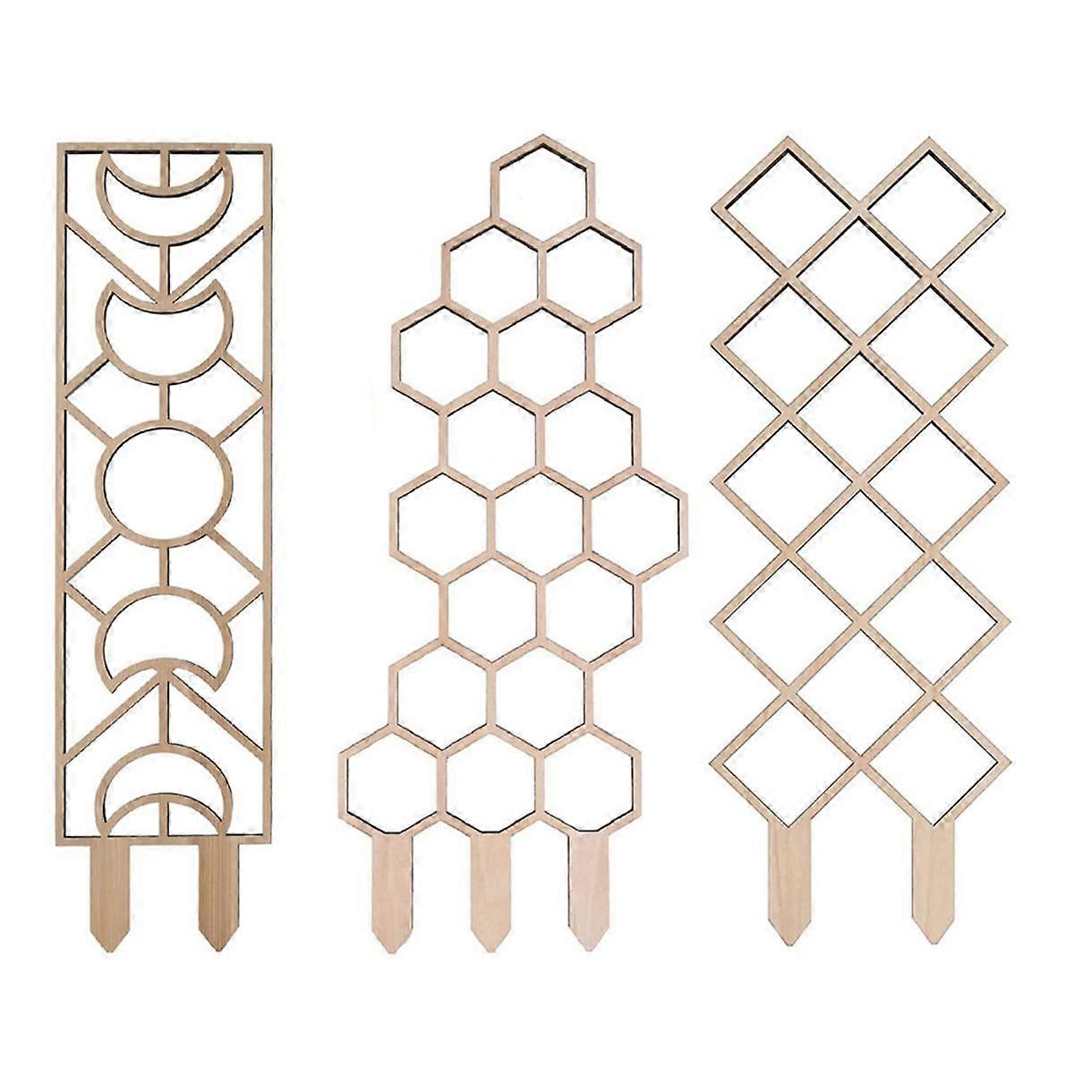 3PCS Wooden Honeycomb Plant Climbing Stand Lattice Climbing Plant Stand Horticultural Potting Stand