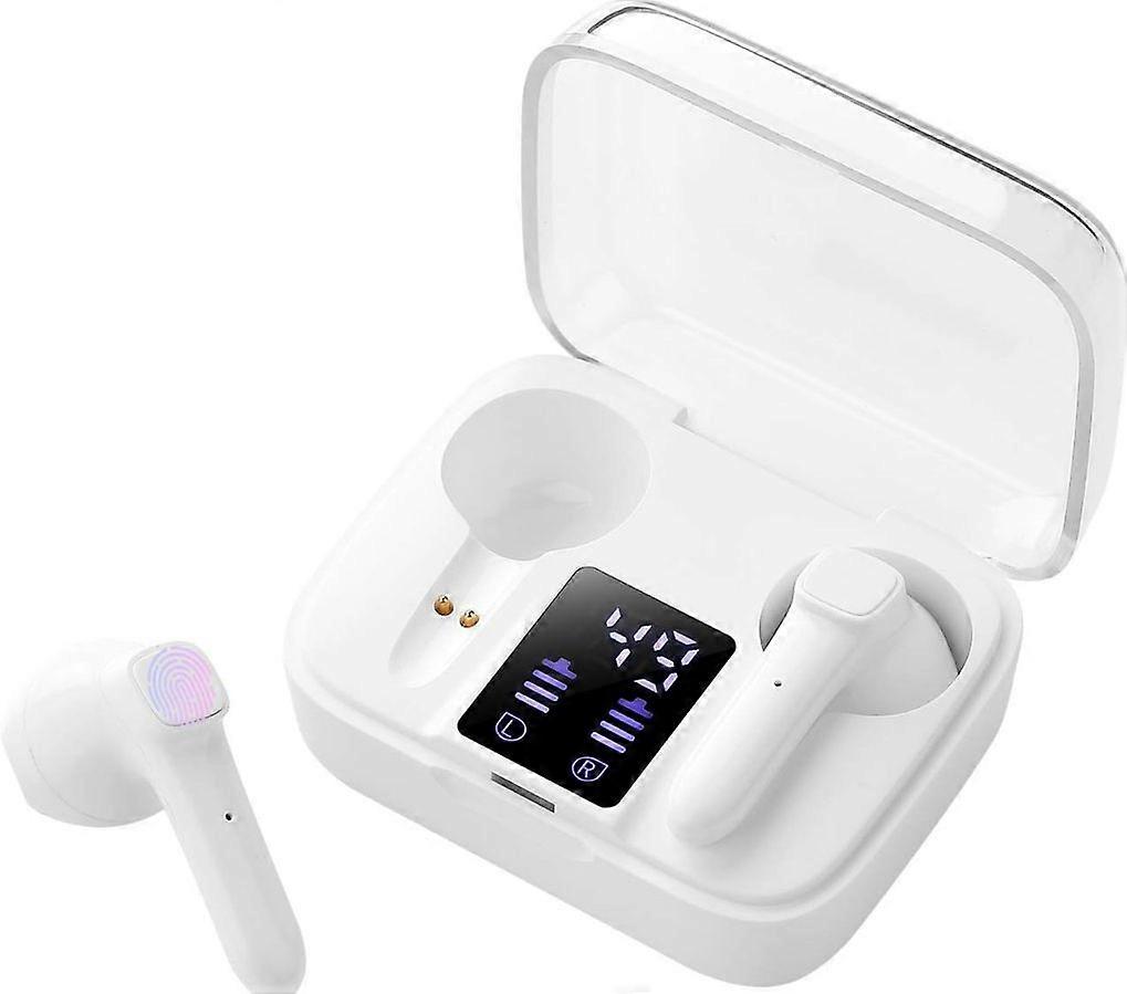 Bluetooth 5.0 Earphone, HD Stereo Playback Wireless Earphone Wireless Headset with Mic(White)