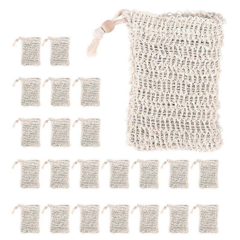 For 20 Pack Soap Exfoliating Bagsoap Saver Made Sisal Mesh Soap Bag Bar Soap Bag With Drawstring For