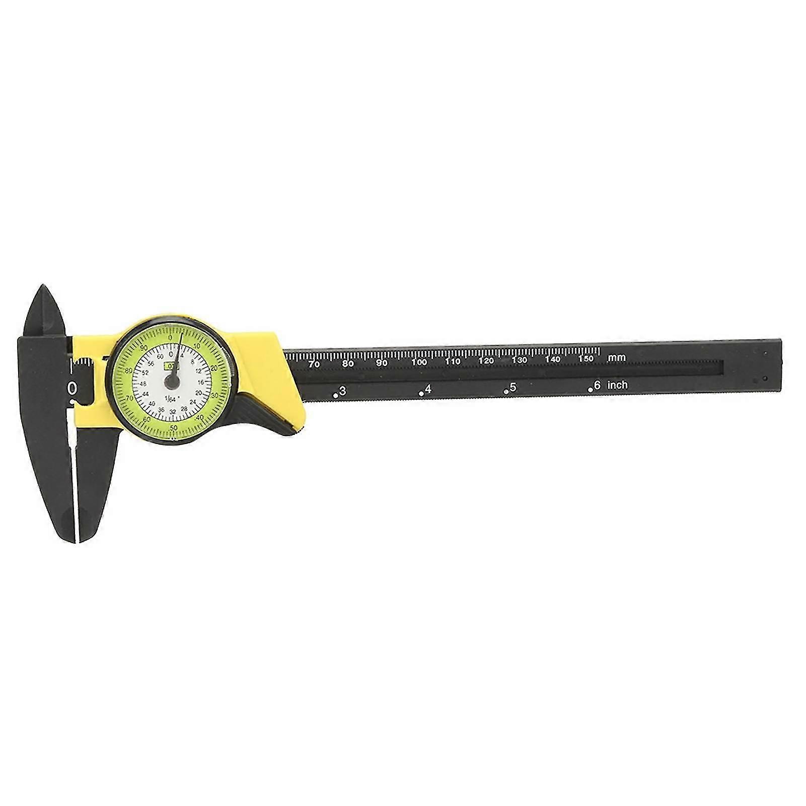 MechKit Vernier Measure Tool Plastic Dial Vernier Caliper, 0-150mm Measurement Tool, Yellow Vernier Gauge with Easy-to-Read Dial, Ideal for