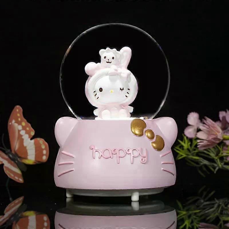 Sanrio �C p��riph��riques d'animation Hello Kitty, bo?te �� musique de neige mignonne, boule de cristal, ornements, cadeaux d'anniversaire et de