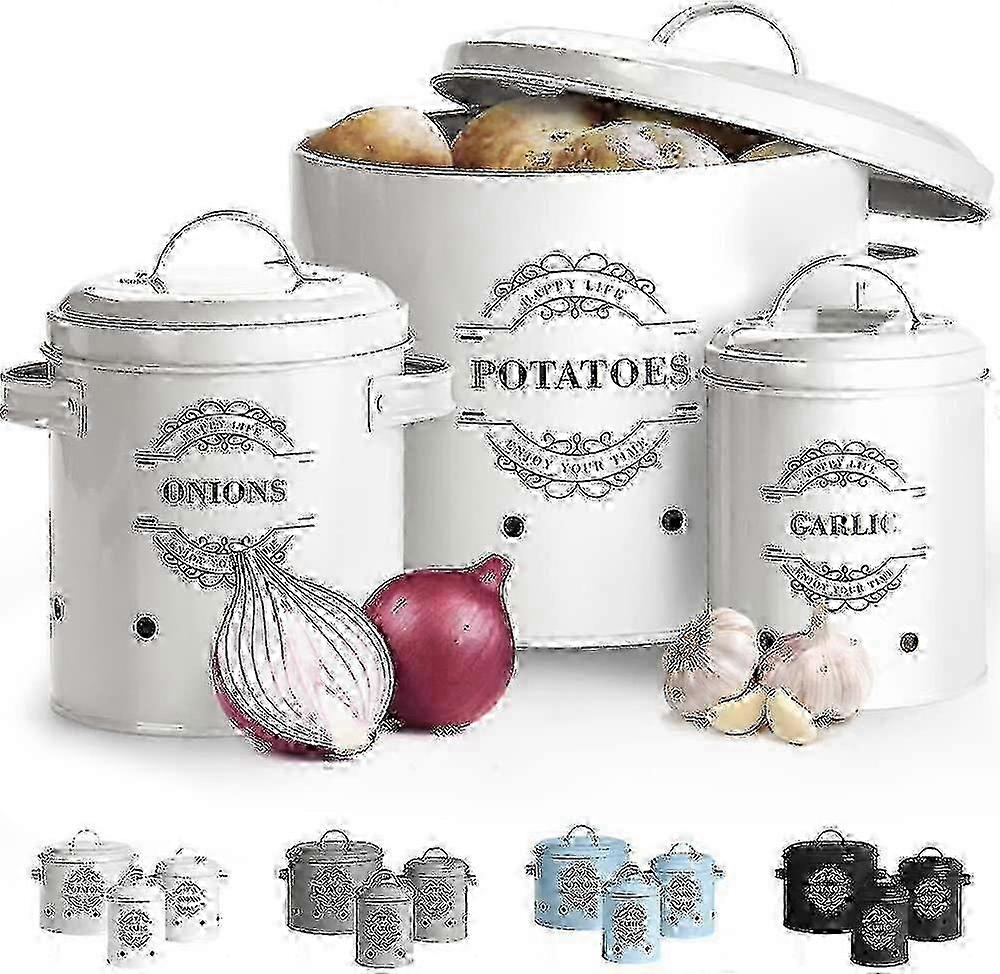 2025 Garlic Baskets Metal Onion Pot Set Of 3-potato Pot. Onion Pot. Jar Of Garlic.