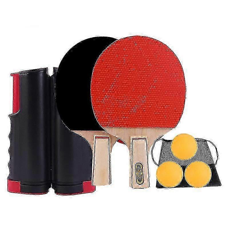 2 Ping Pong Rackets And Retractable Nets Fits Any Desk Portable Practice Accessories