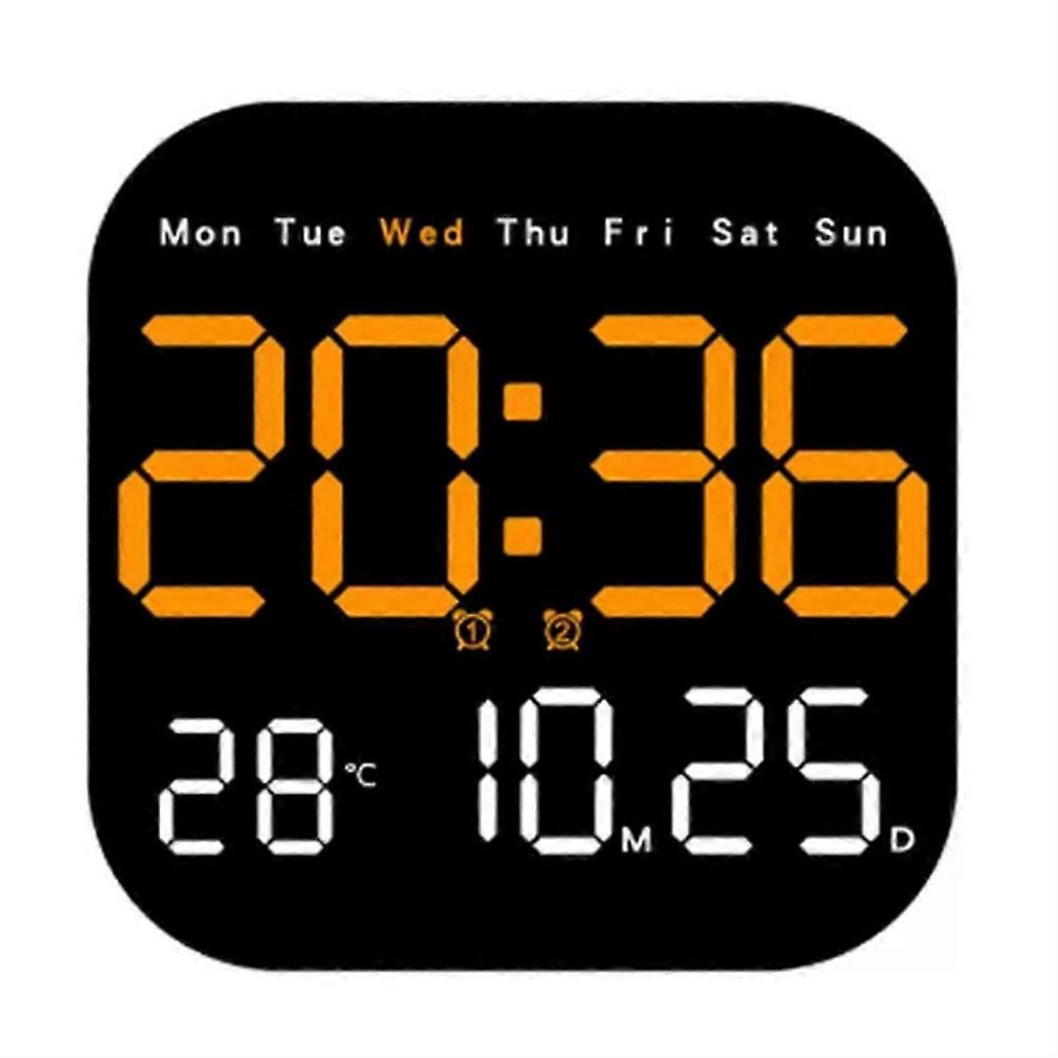 Digital Wall Clocks Temperature Date Week Dispaly Electronic Table Clock Wall-Mounted LED Alarm Clock Remote Control