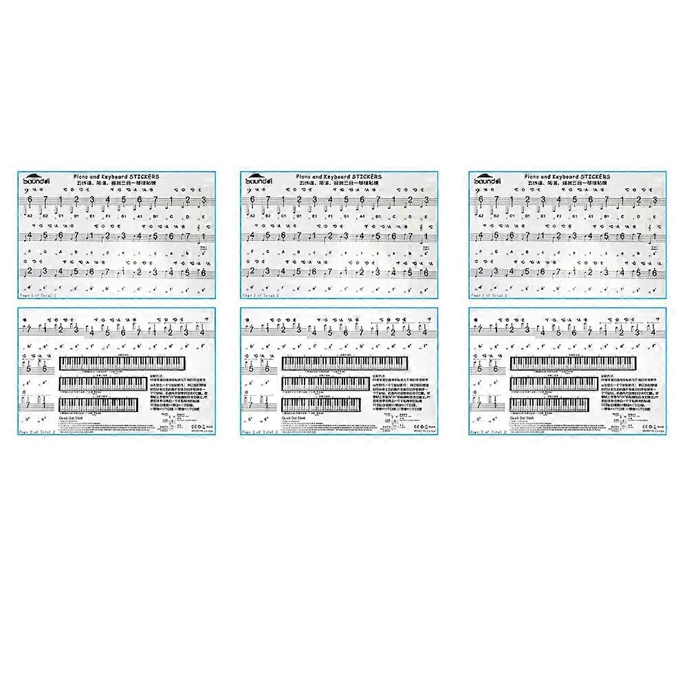 Keyboard Stickers for Beginner Learning 3 Sheets Pack