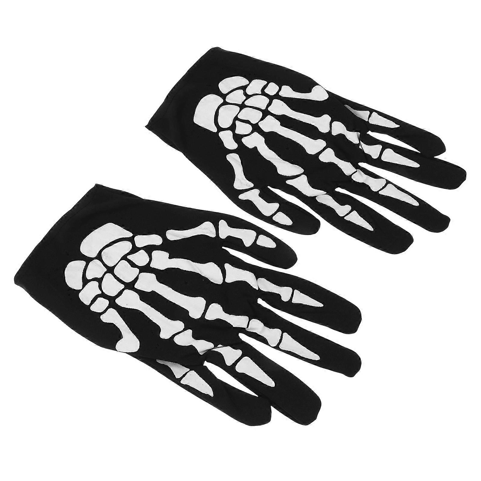 Gloves for Halloween Flexible Skull Bone Skeleton Racing Biker Gloves for Halloween