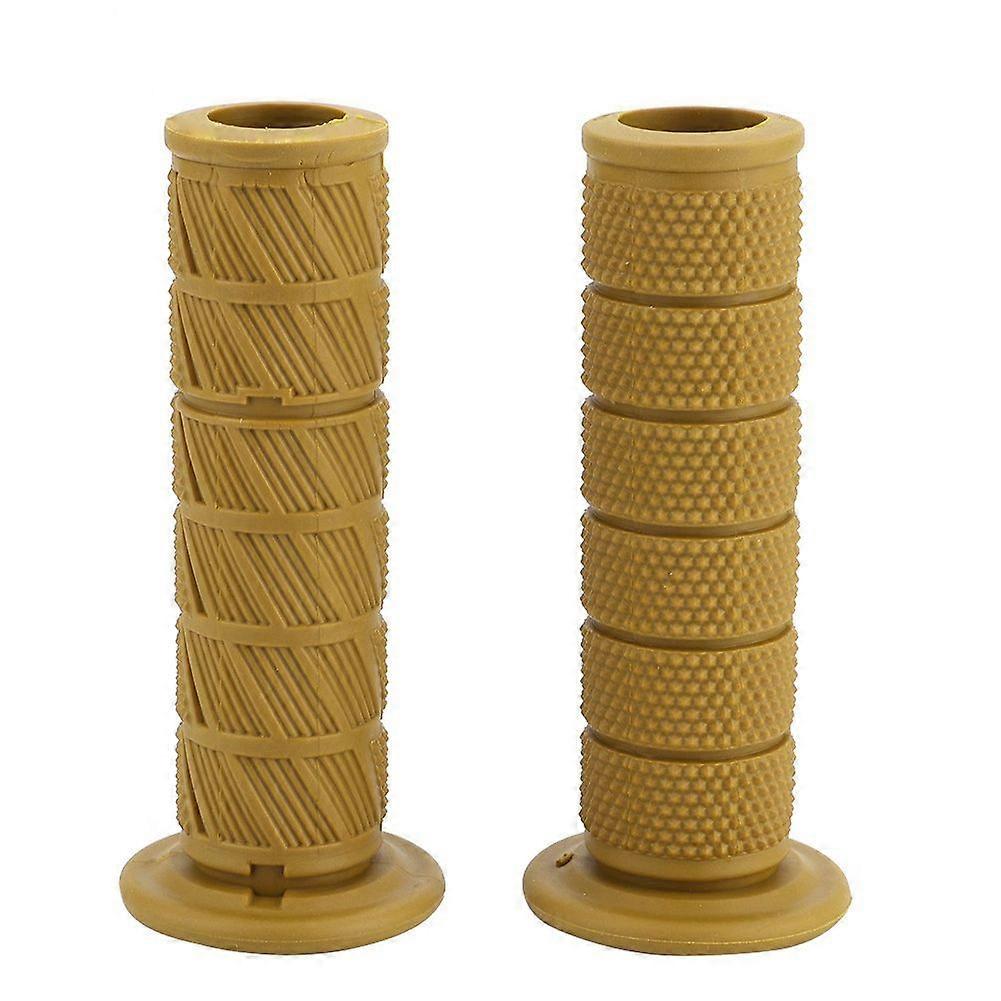 2Pcs 22mm Universal Vintage Motorcycle Handlebar Grips Diagonal Handle Bar Ends (Light Tan)