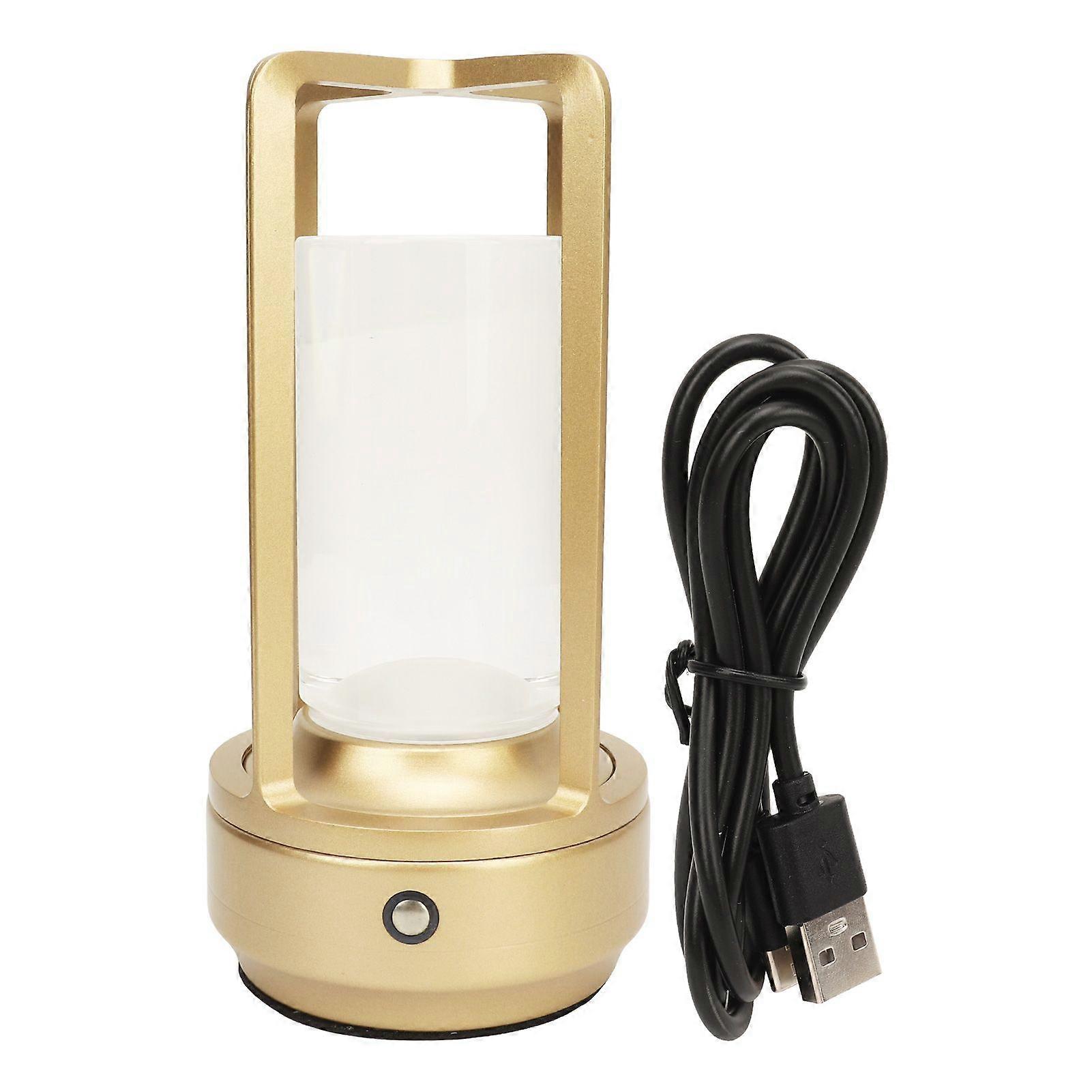 Cordless Table Lamp Crystal Lampshade 3 Color Temperatures Touch Control USB Rechargeable LED Desk Lamp for Home Gold