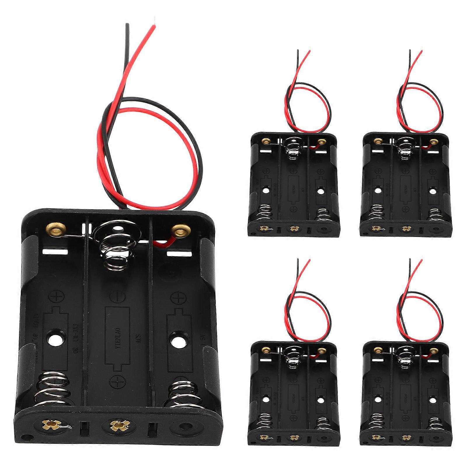 Electric Battery Holder with Wire Leads for Remote Control Toy Cars 5Pcs