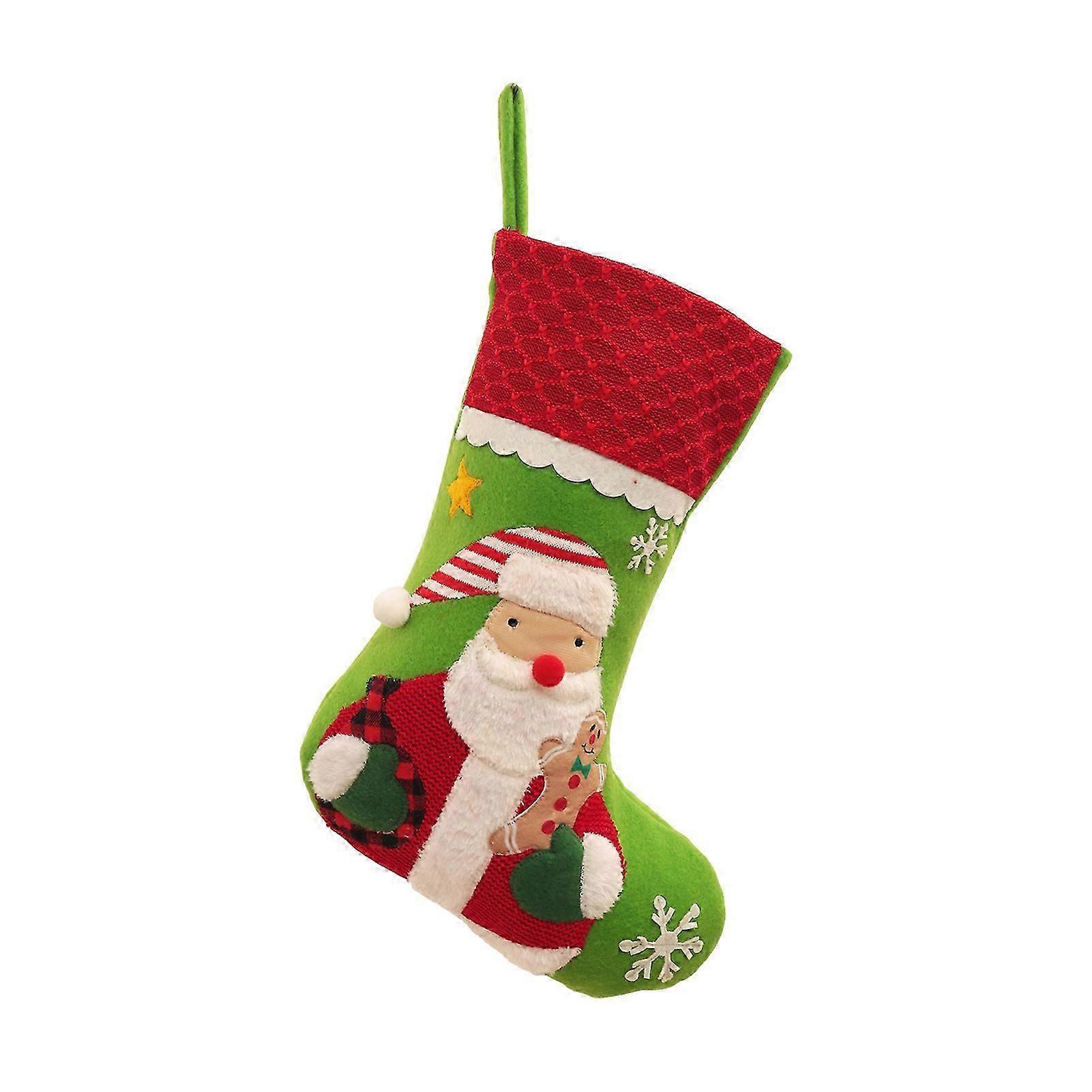 Christmas Stocking Gingerbread Man Santa Snowman Stocking Xmas Tree Hanging Decoration for Holiday Tree Wall Decor