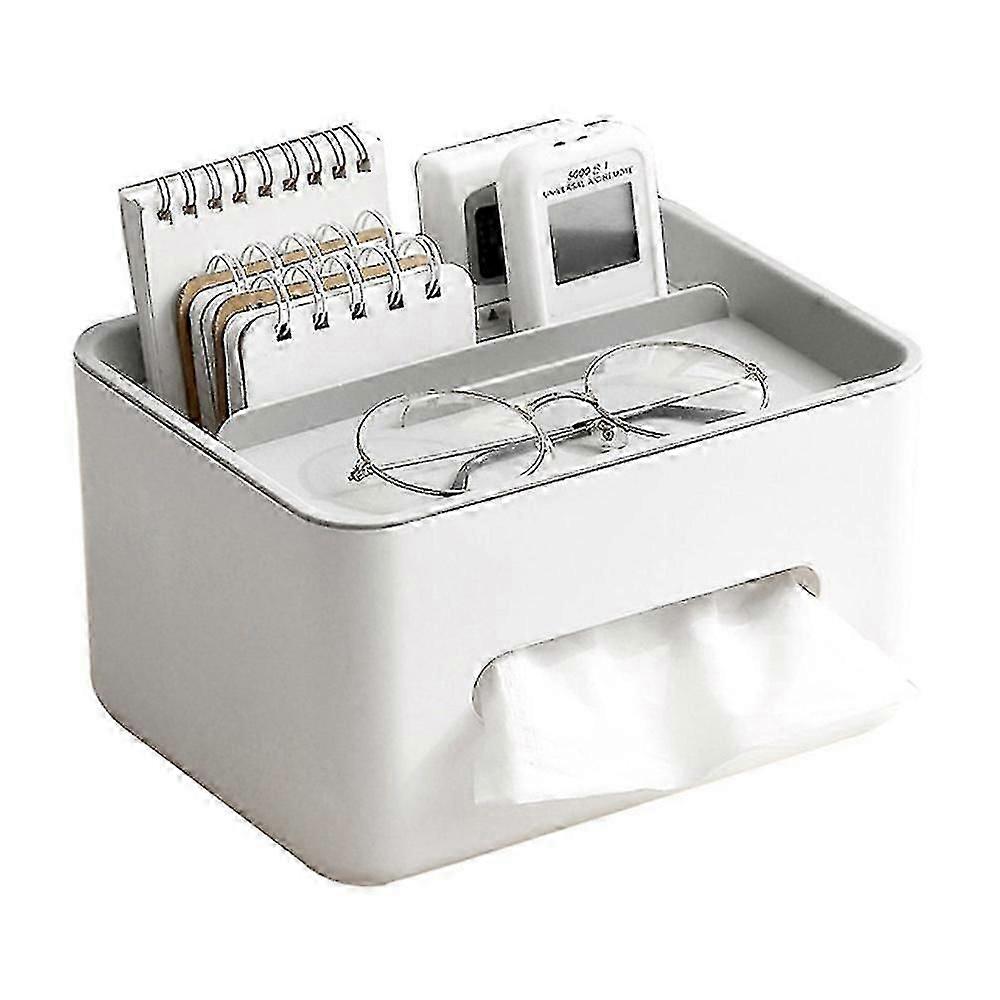 Multi-Function Living Room Storage Box with Tissue Dispenser, Drawer, and Remote Holder for Organised Home Decor