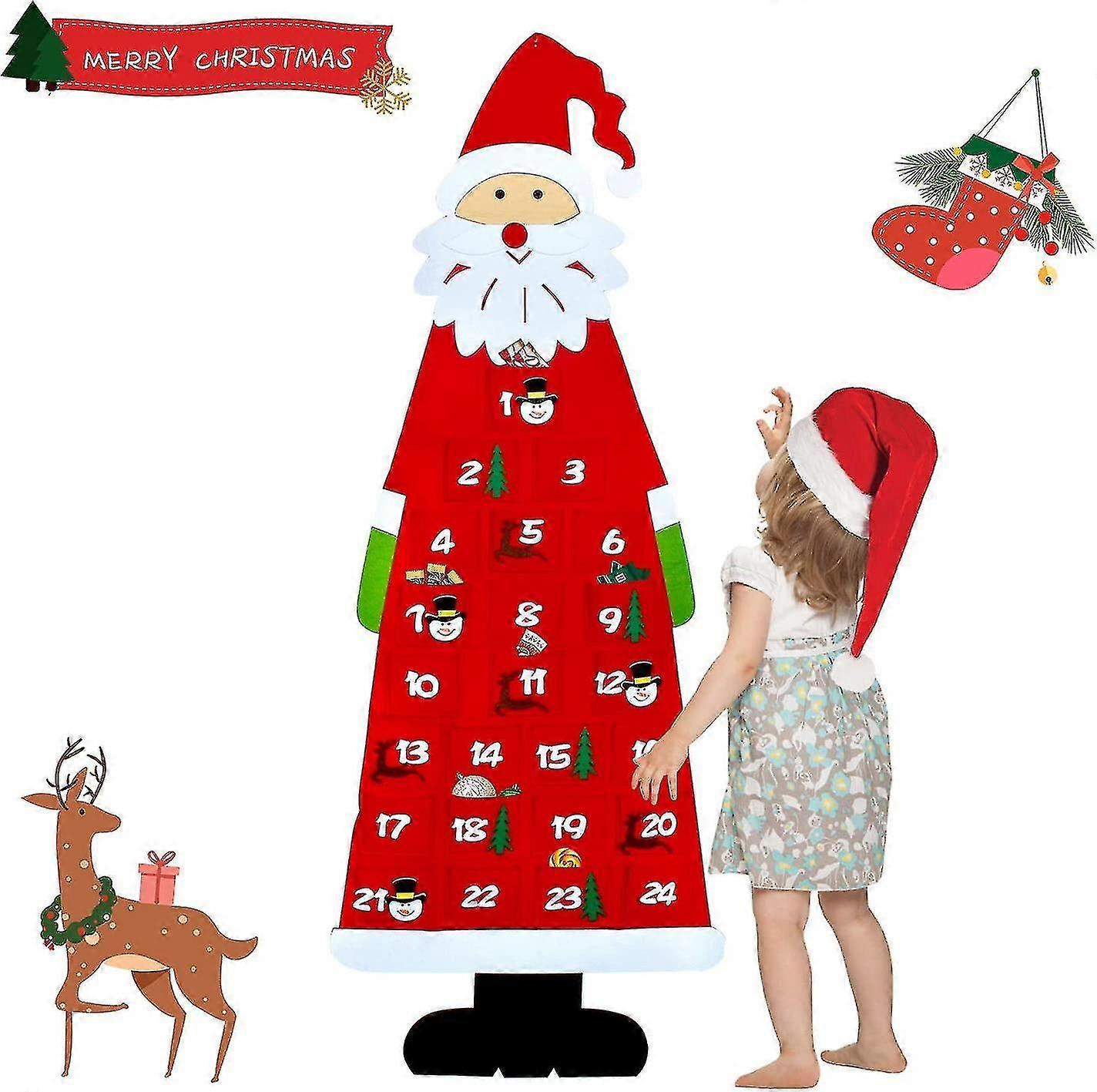 Felt Advent Calendar, Felt Hanging Advent Calendar, Santa Shaped Advent Calendar, Advent Calendar Wi