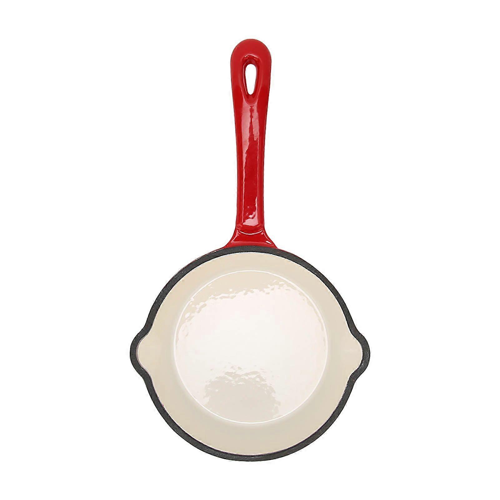 Deep Frying Pan Cast Iron Enamel Double Layers Nonstick Surface Long Handle Durable Sturdy Saute Pan for Home Restaurant