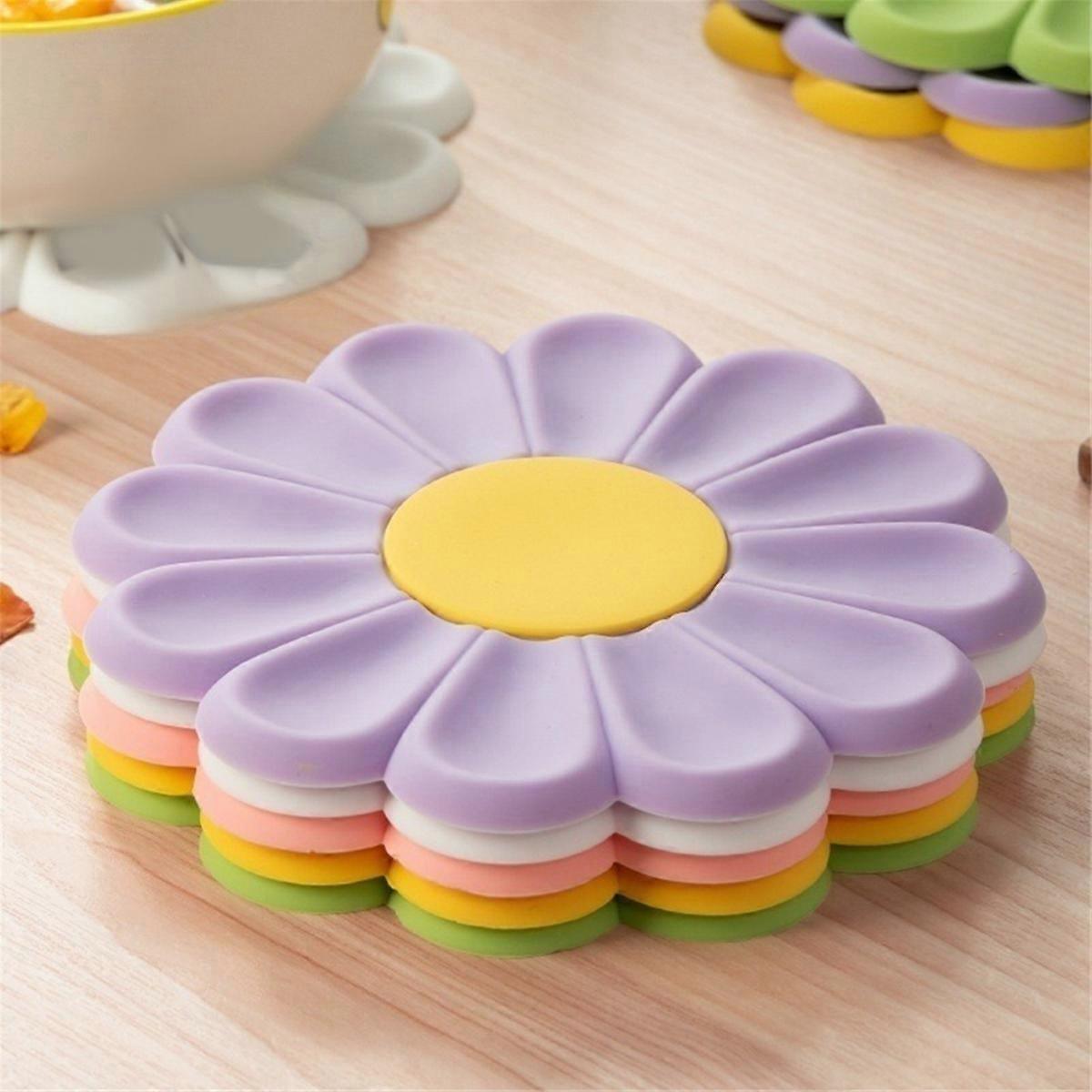 Flower Coasters Beverage Coasters Non-Slip Insulation Pads Table Mats