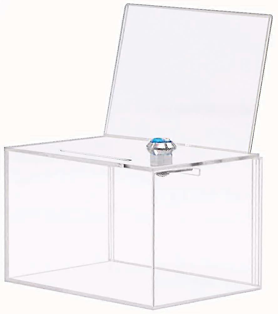 Acrylic Display & Collection Box, with Sign Slot and Lock - Multi-purpose for Business Cards, Suggestion, Ballot, Tip Jar