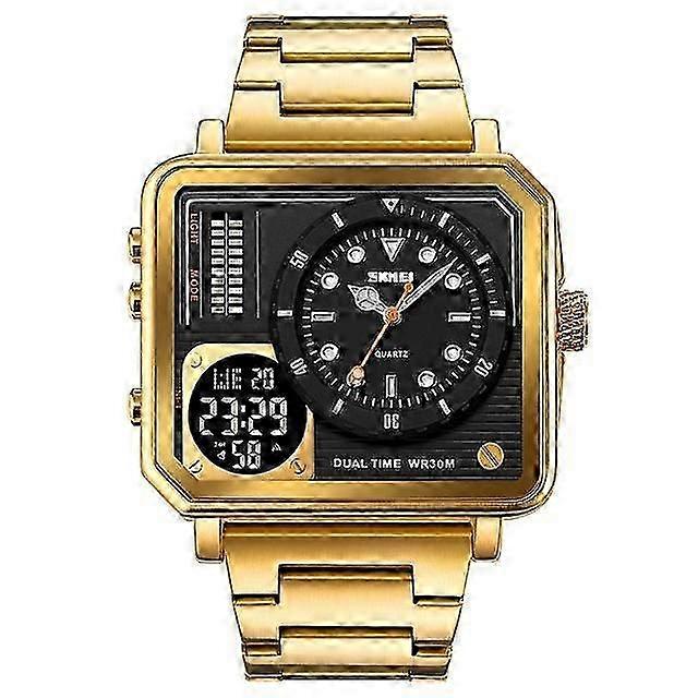 SKMEI 2025 ساعات الكوارتز المربعة للرجال فولاذية كاملة ضوء مقاوم للماء ساعة أعمال رقمية رياضية رجالية ساعة يد 1335 reloj hombre