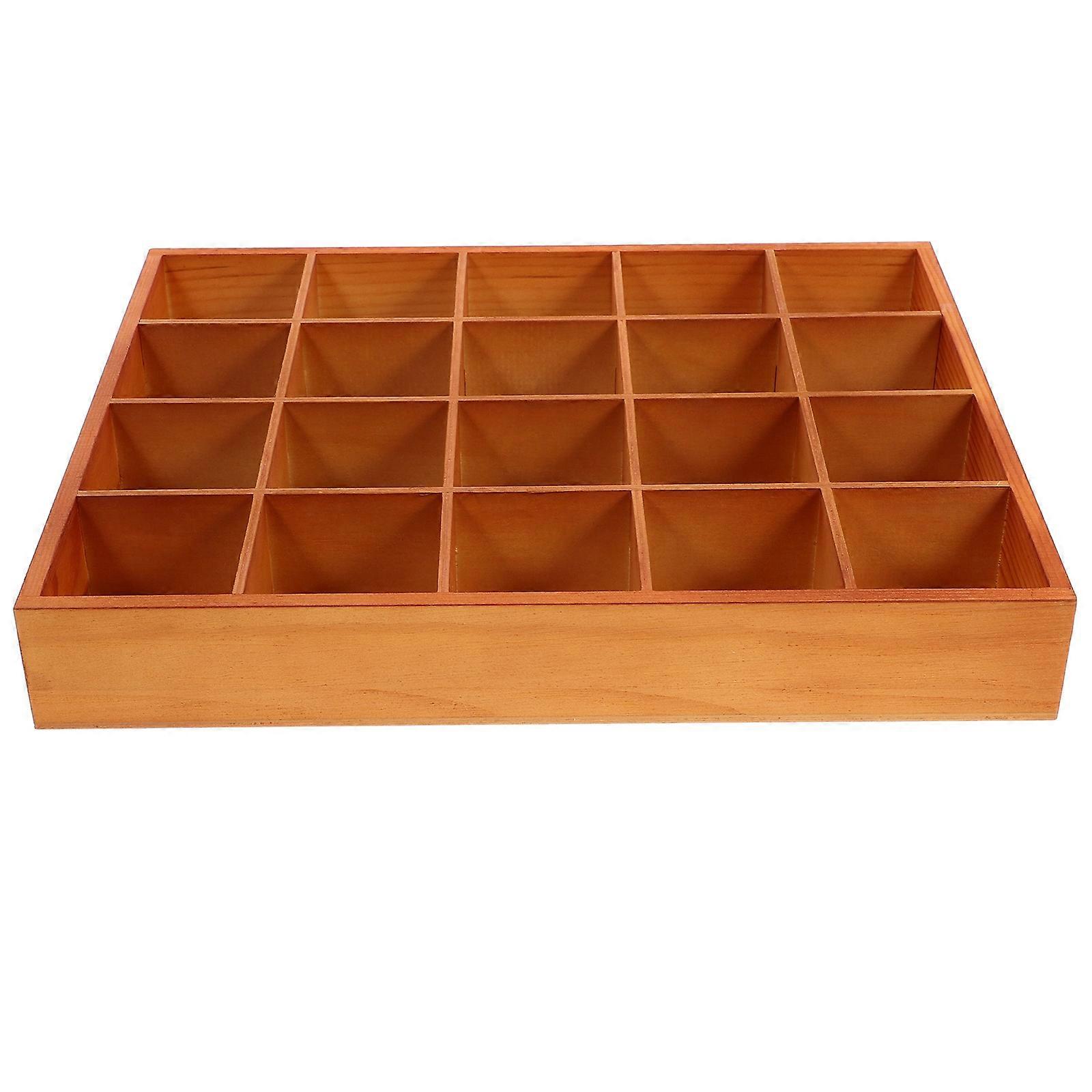 Wooden Tray for Storage Use with Divided Compartments 4Pcs