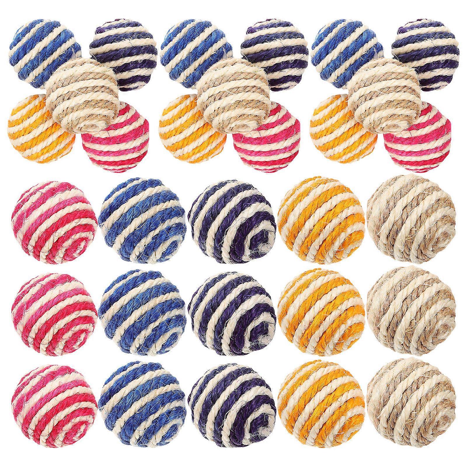 Durable Assorted Color Cat Toy 35Pcs Sisal Rope Balls For Indoor And Outdoor Entertainment For Pet Owners And Cats