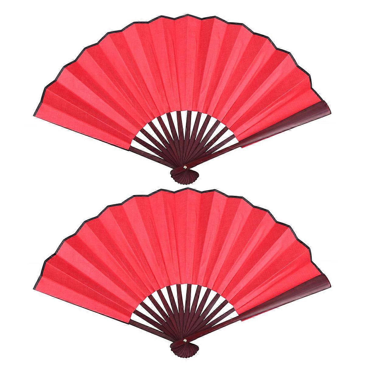 Chinese Style Fans Bamboo Red for Cooling 4Pcs Handheld Fans
