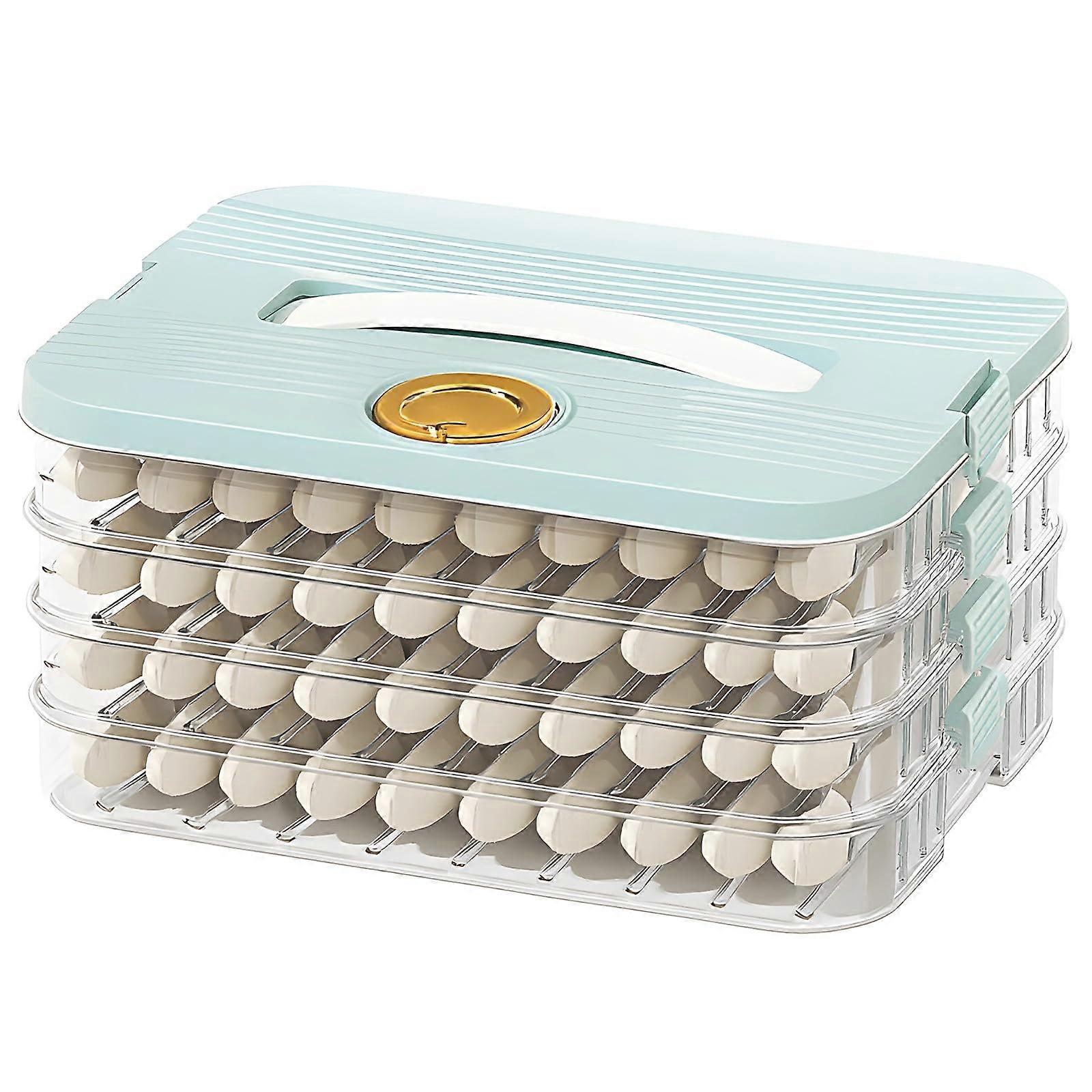 4 Layer Cookie Storage Carrier With Lid And Handle, Blue Plastic Dessert Container For Social Occasions, Timer Feature