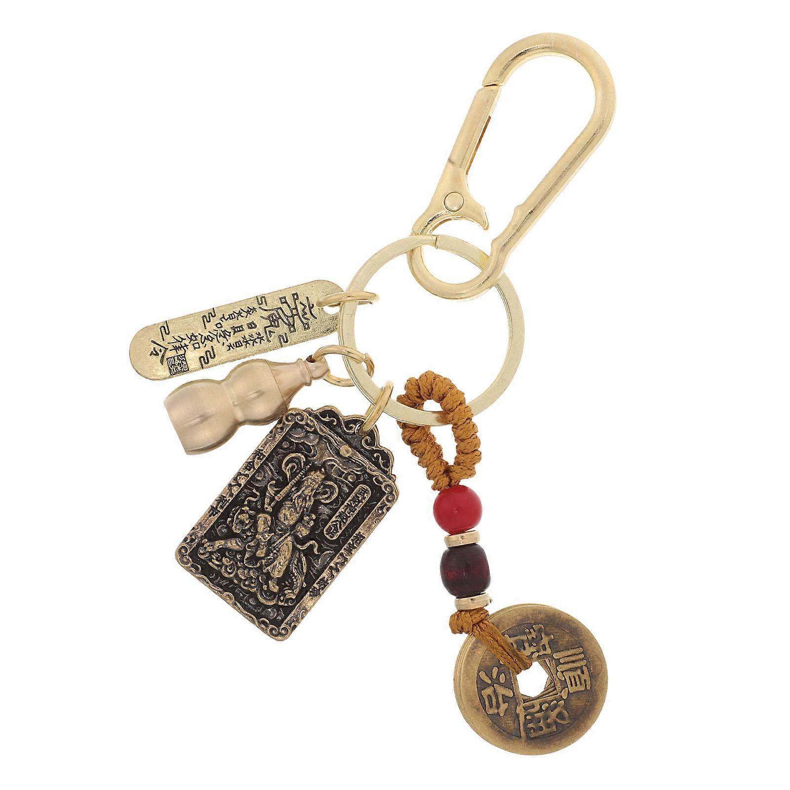 Wealth Feng Shui Keychains Copper Pendant for Longevity 3Pcs Kit