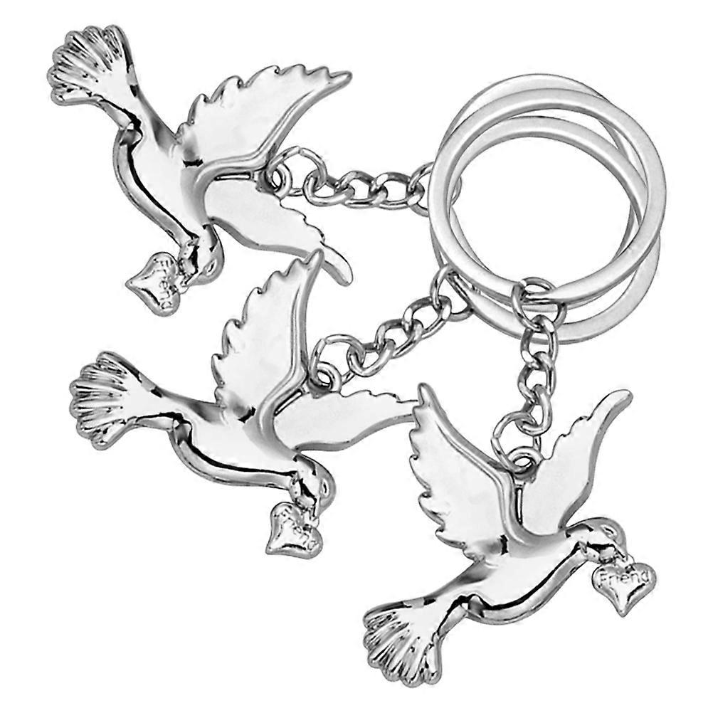 Dove Shaped Keychain for Decorative Use 12Pcs Silver Zinc Alloy