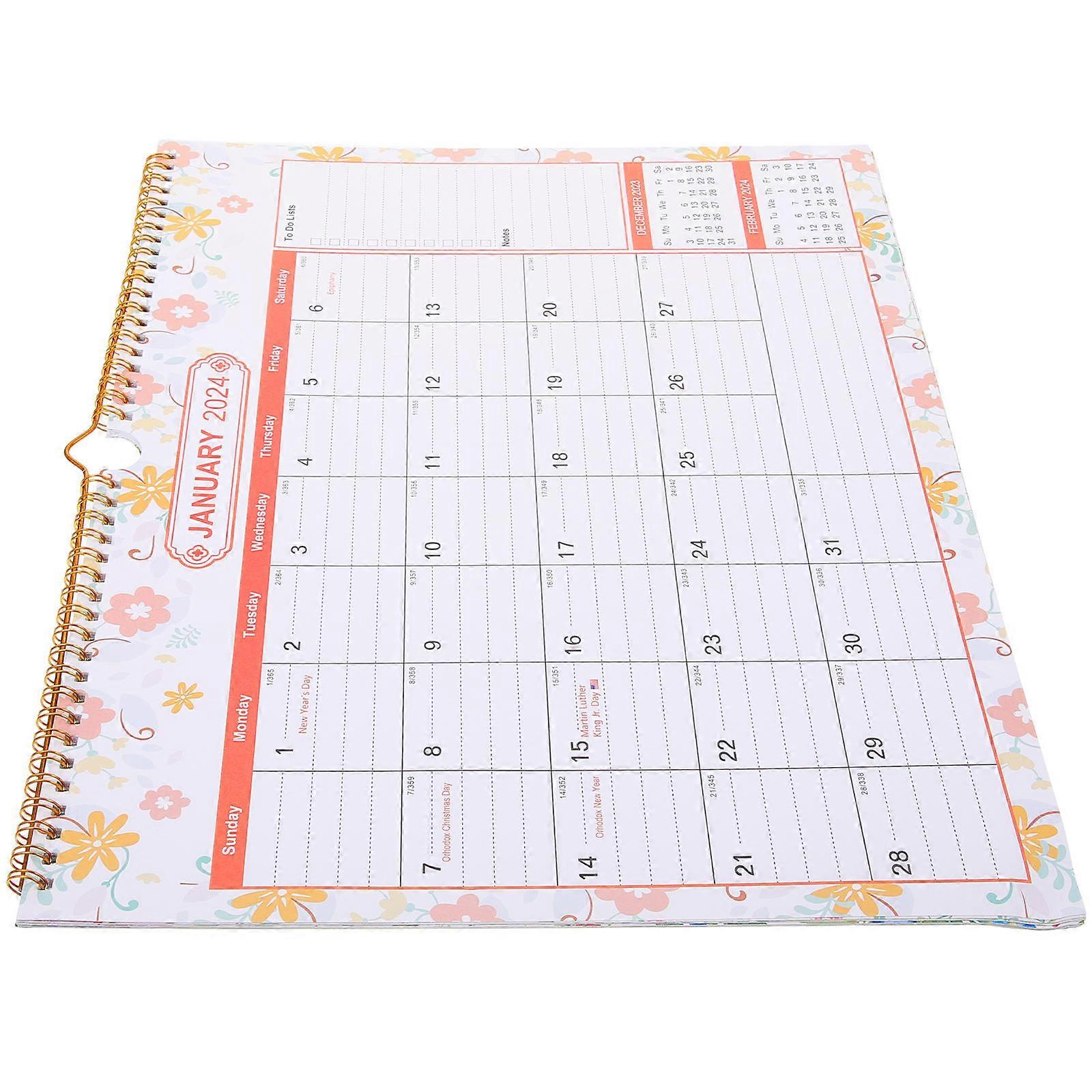 English Wall Calendar for Appointment Use 4Pcs Assorted Colors
