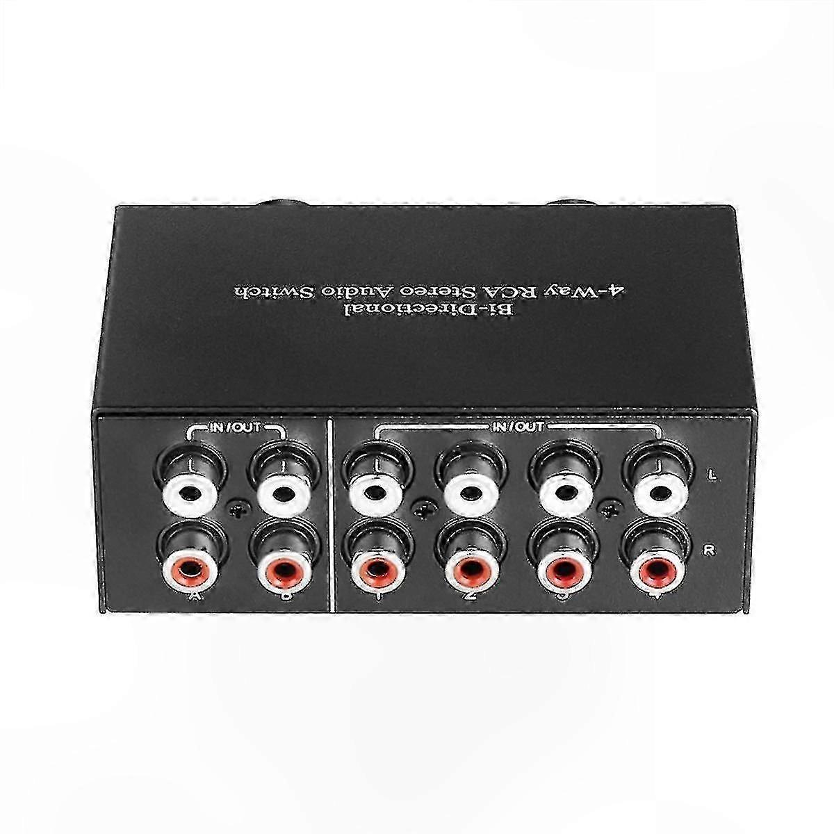 4-Port RCA o Switch with L/R Jacks for Stereo Sound Channel Management