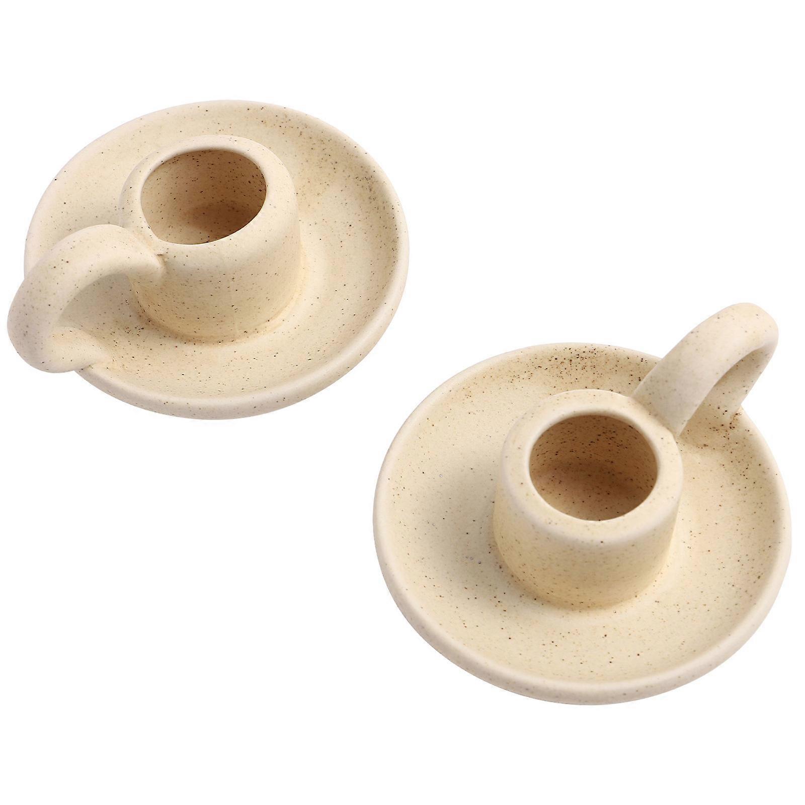 Ceramic Candle Holders Beige for Decor 4Pcs Pillar Candle Table Stands