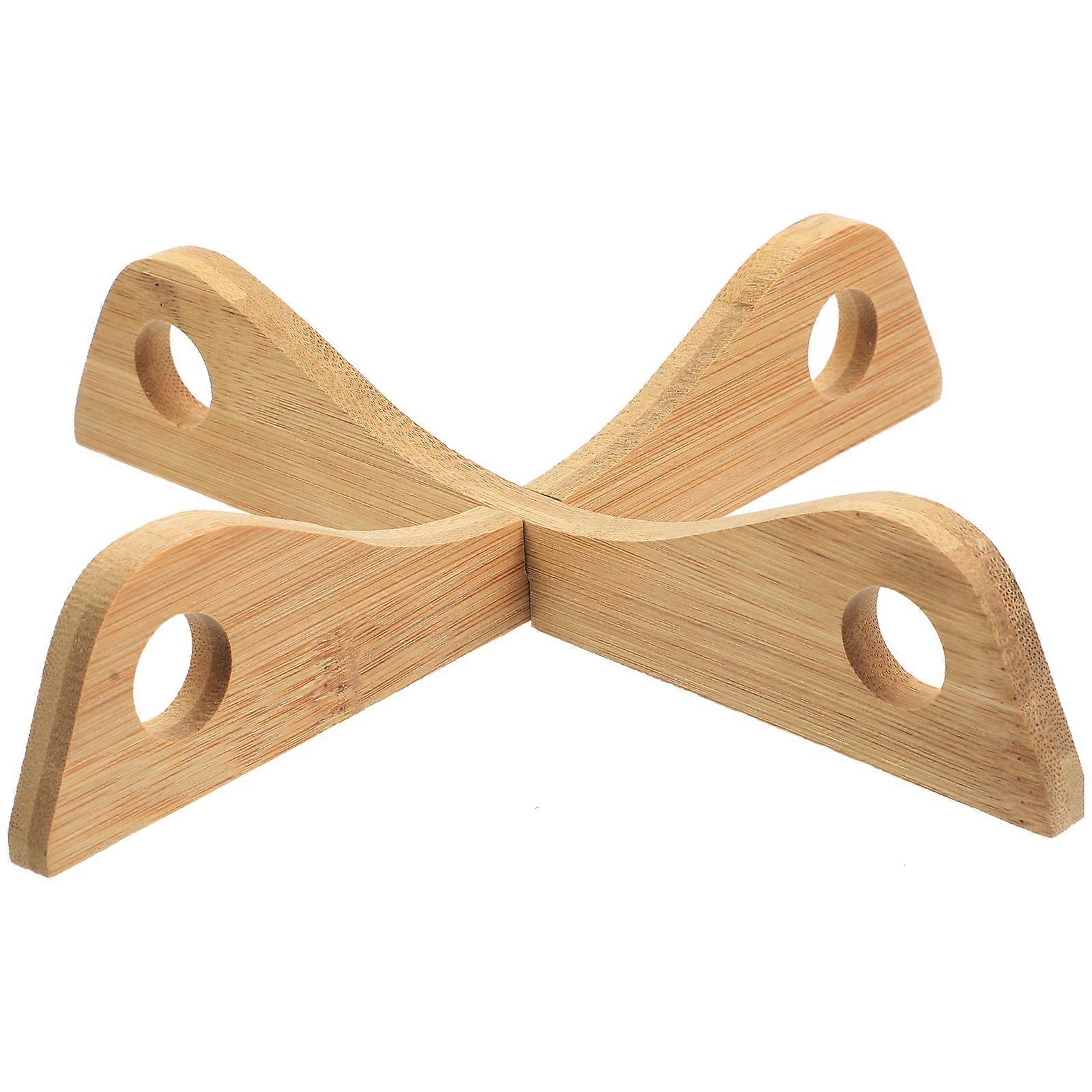 Stand Household Pan Rack Rectangular Beige Bamboo Insulation 2Pcs