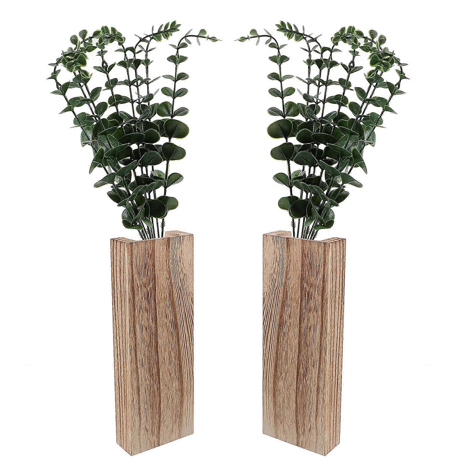 Wood Material Artificial Eucalyptus Vase for Decor with 6Pcs Branches