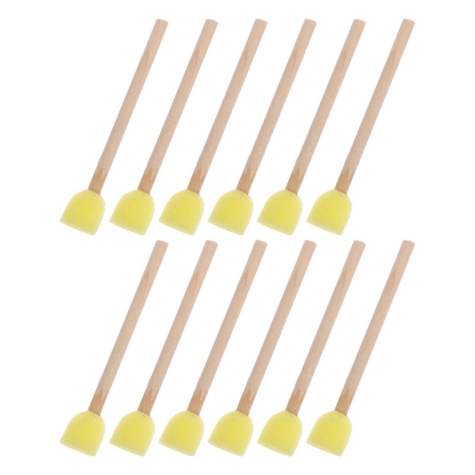 Art Sponges For School Activities 48 Pcs Sponge Painting Handle Paints For Art Enthusiasts Yellow Foam Brush