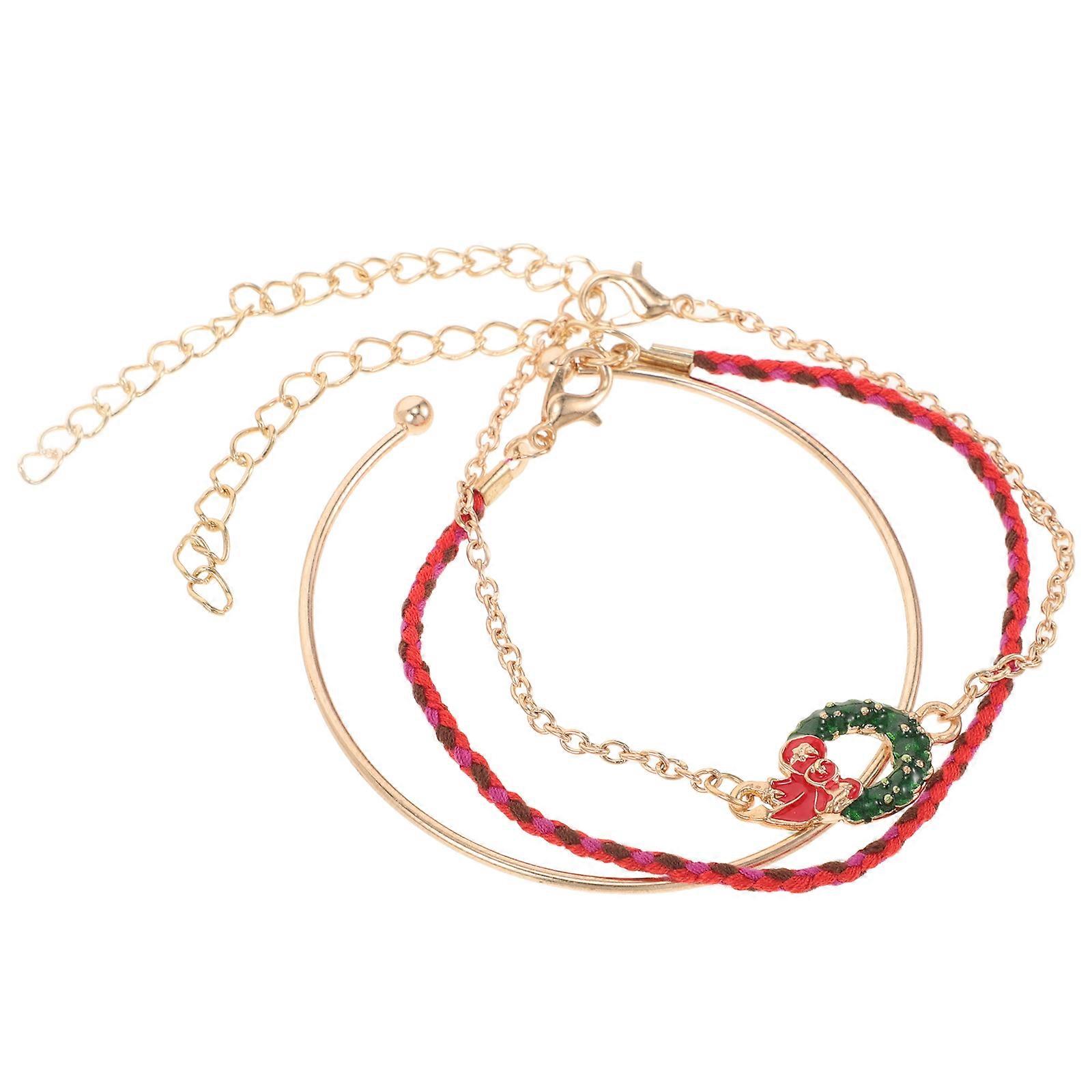 Christmas Bracelet Set Multi-Layer Adjustable Bracelet for Women 2Sets