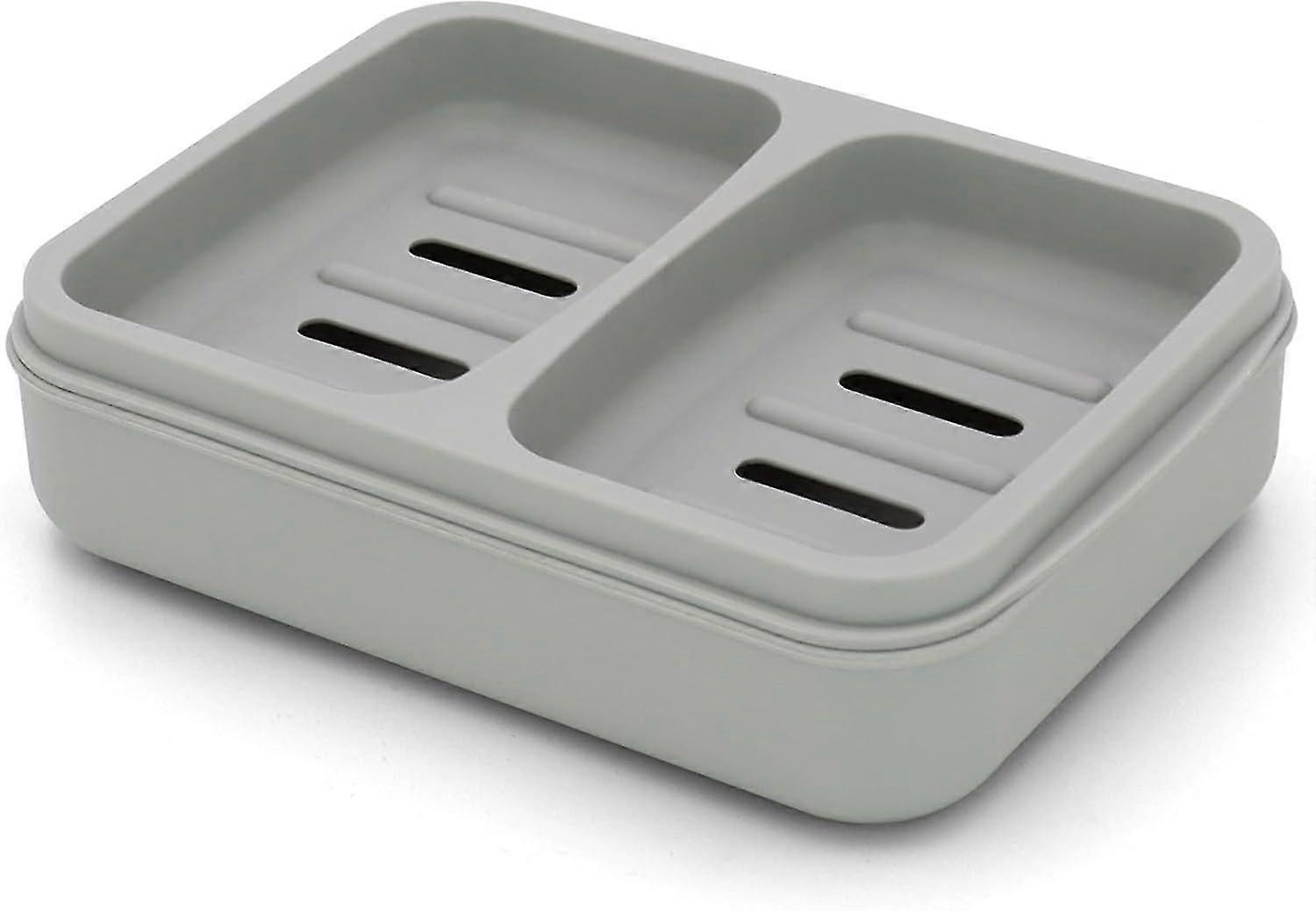 Double Soap Dish, Dual Compartment Soap Holr, Bar Shampoo Holr with Drainage