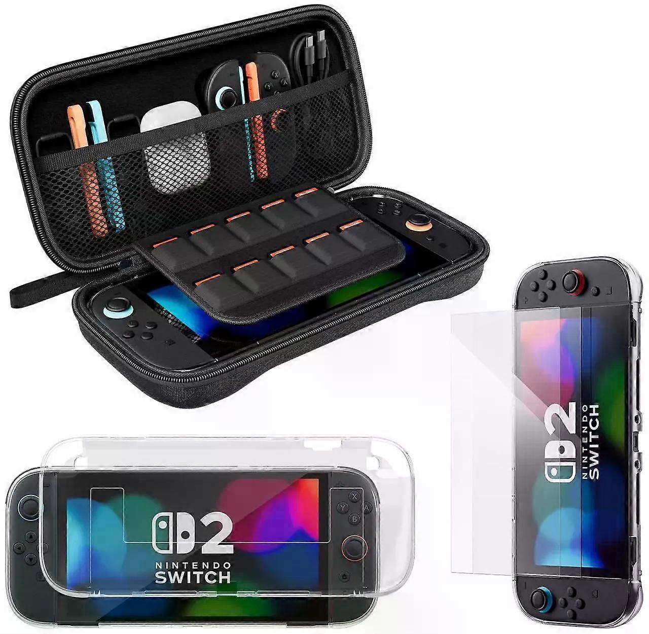 Accessories Bundle for Nintendo Switch 2, Switch 2 Carrying Case, Silicone Protective Cover, 2 Piece HD Screen Protector, Durable , Lightweight and La