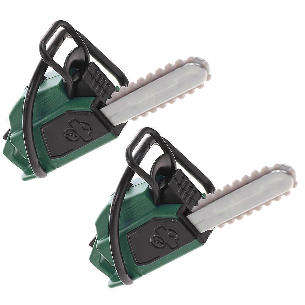 Tiny Chainsaw Model for Mini House Accessories 4Pcs Green Bundle