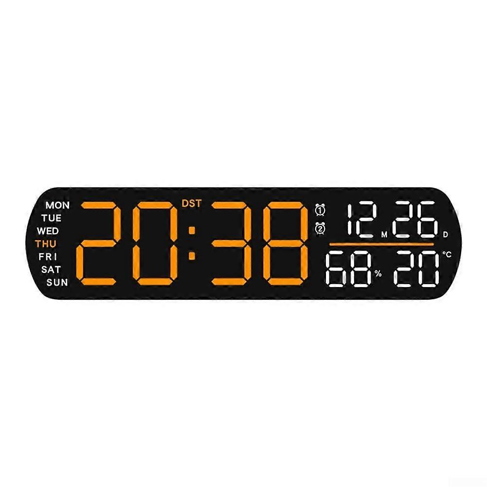 LED Digital Clock With Humidity And Temperature Readout, Dual Alarms, Adjustable Brightness, Yellow A
