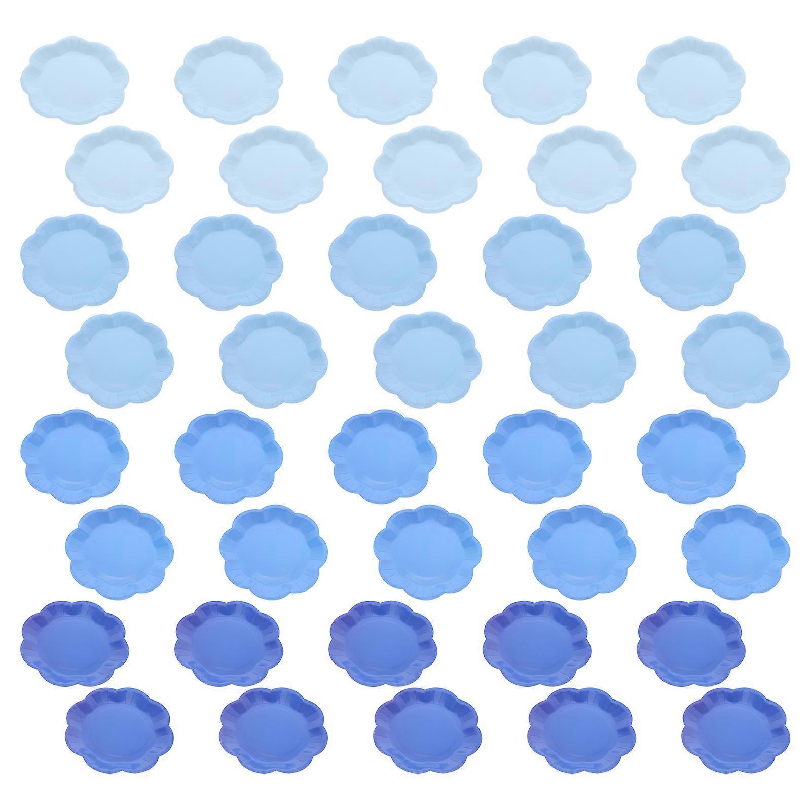 Gradient Blue Paper Plates Decorative Party Plates for Use 40Pcs