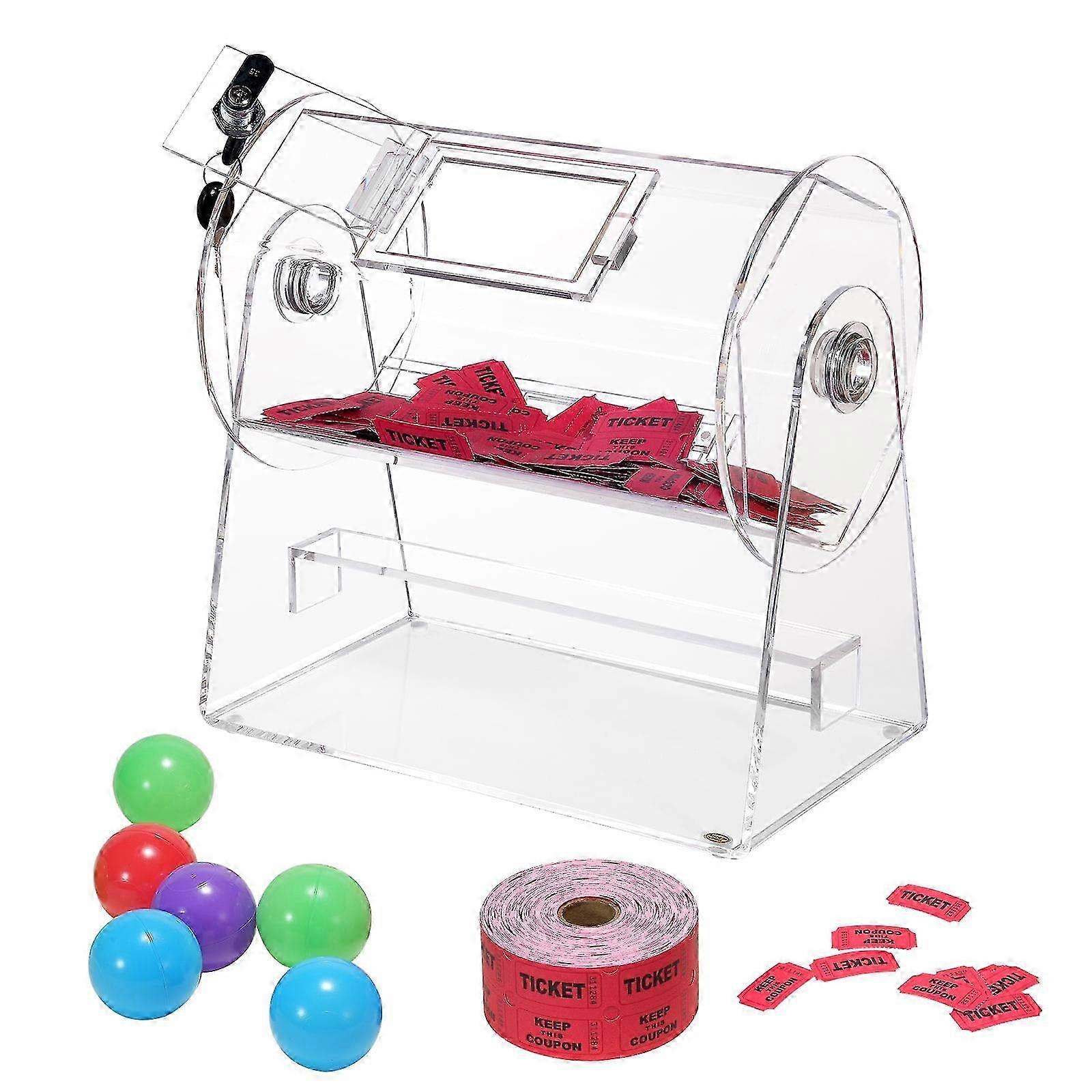 Tambour de tombola SKYSHALO en acrylique, cage rotative professionnelle avec 2 clés, contenant 2500 tickets ou 100 boules pour loterie, jeux de bingo 25-26