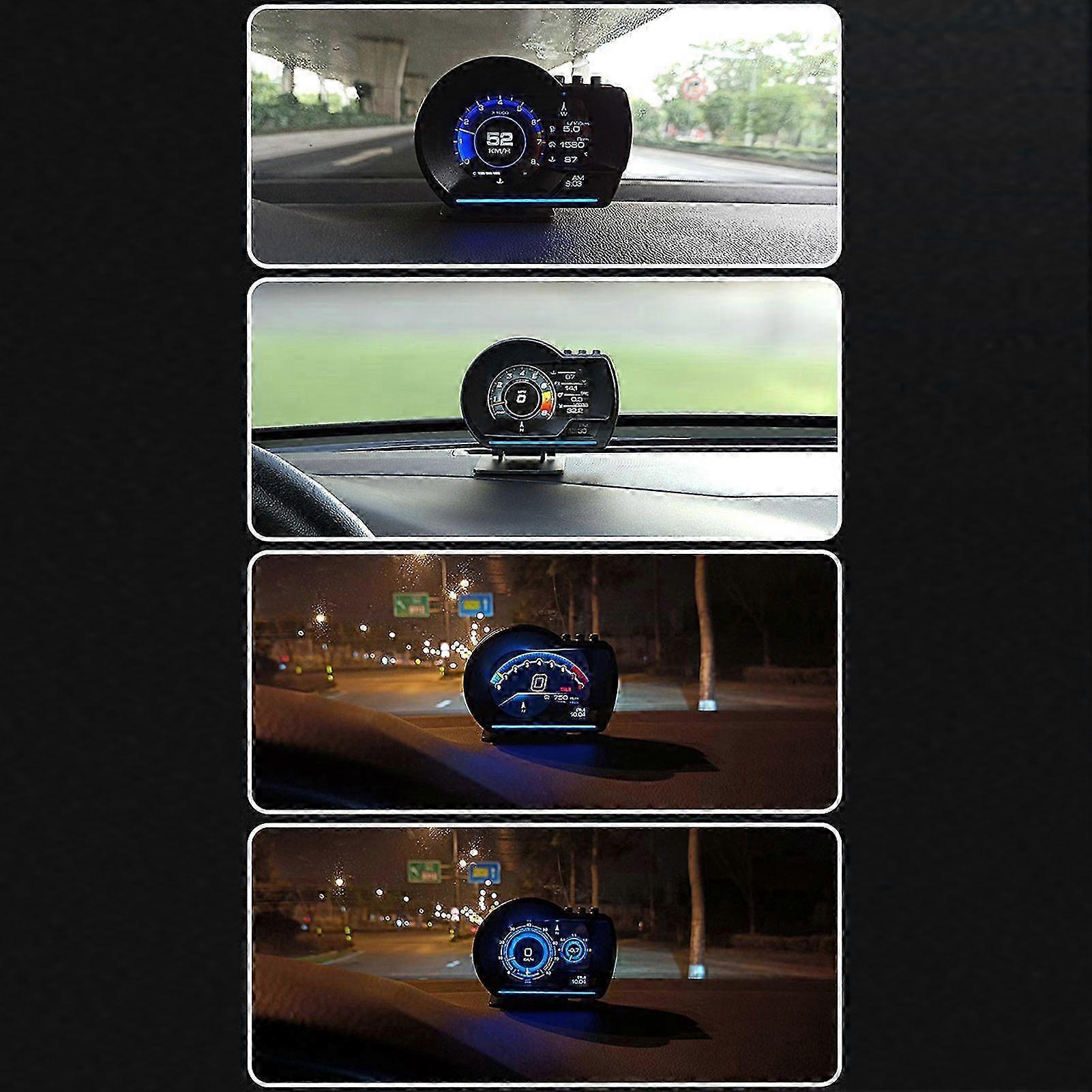 Car Head up Display, OBD+GPS Smart Gauge High Definition Speedometer Car Diagnostic Tool OBD Fault Code Elimination Safe Driving Computer Overspeed Fa