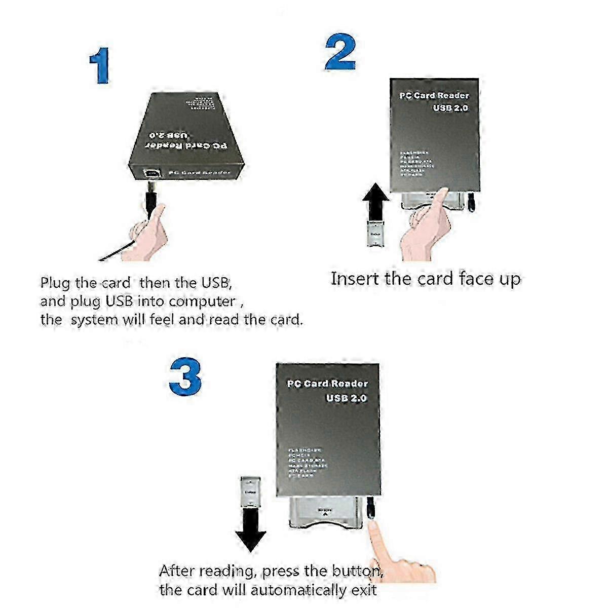 USB2.0 PCMCIA Card Reader ATA Card Reader PC Card Reader USB 2.0 to PC ATA PCMCIA Adapter Flash Disk Memory Card ReaderIron Gray SZRH A-S