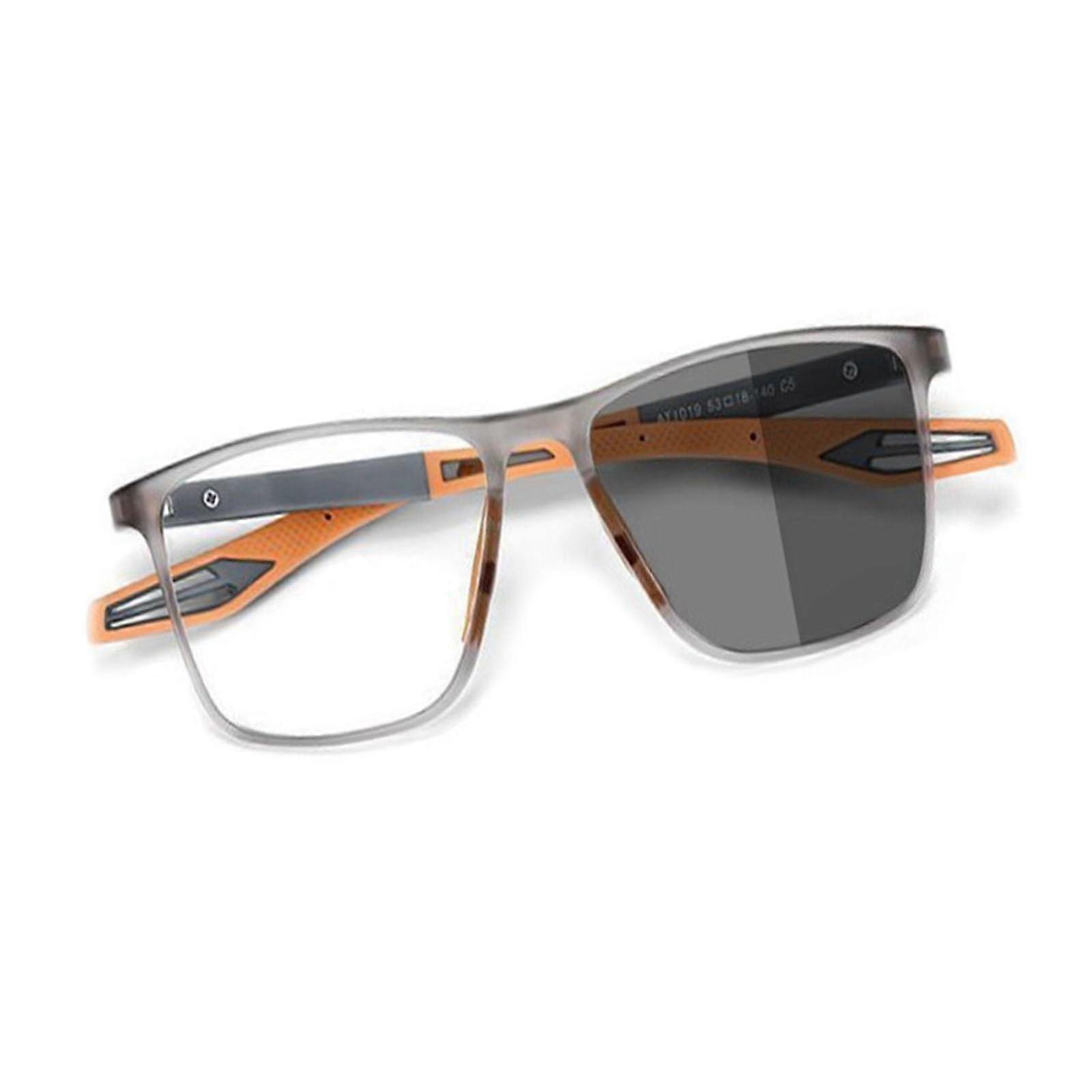 Near Far Multifocal Sport Transition Photochromic Reading Glasses, TR90 Frame, Universal Size Orange Lenses