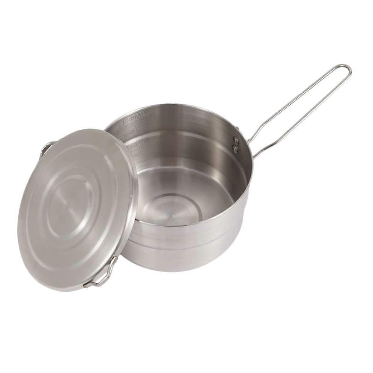 Portable Stainless Steel Camping Bento Pot NonStick With Foldable Handle Lightweight For Backpacking