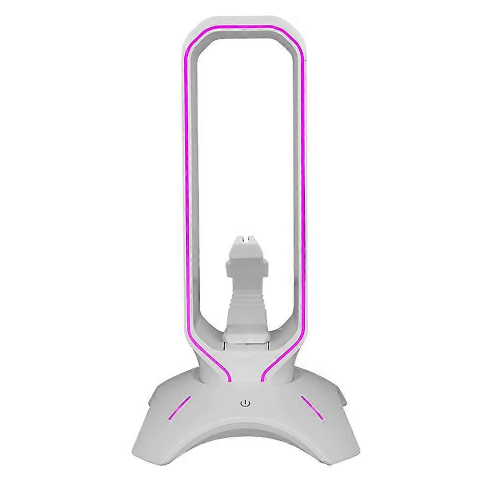 RGB Gaming Headphone Stand with Mouse Bungee Cord Holder over-Ear Headset Holder Headphone Shelf for Desk Display White