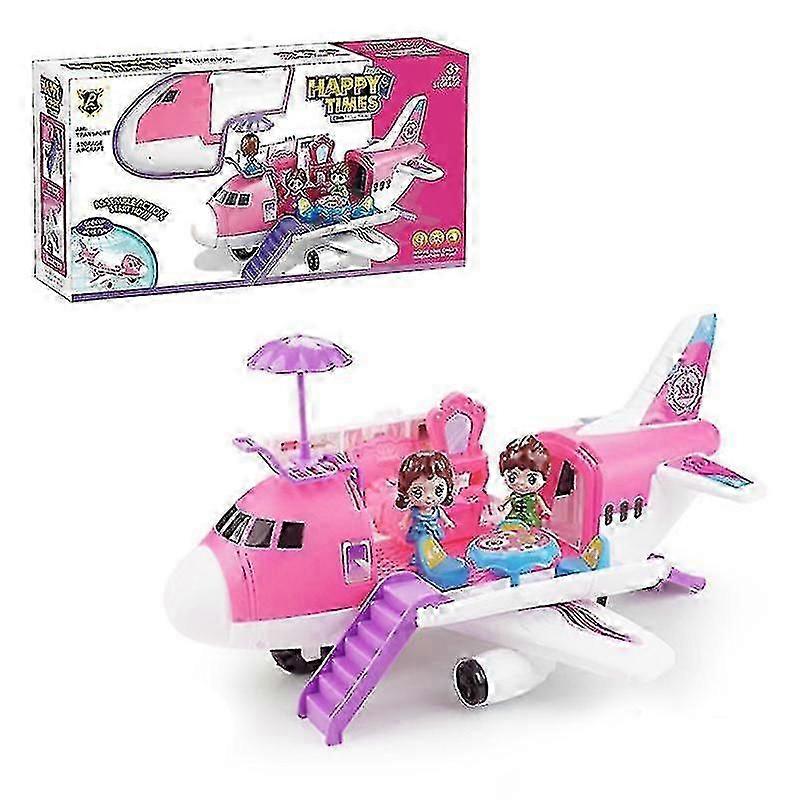 الوردي نموذج الطائرات اللعب للبنات تخزين طائرة الجمع بين اللعب مجموعة البيت