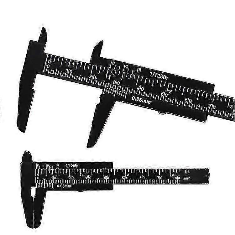 Black Plastic Vernier Caliper with Double Rule Scale - Mini Measuring Tool for Students & Precision Ruler