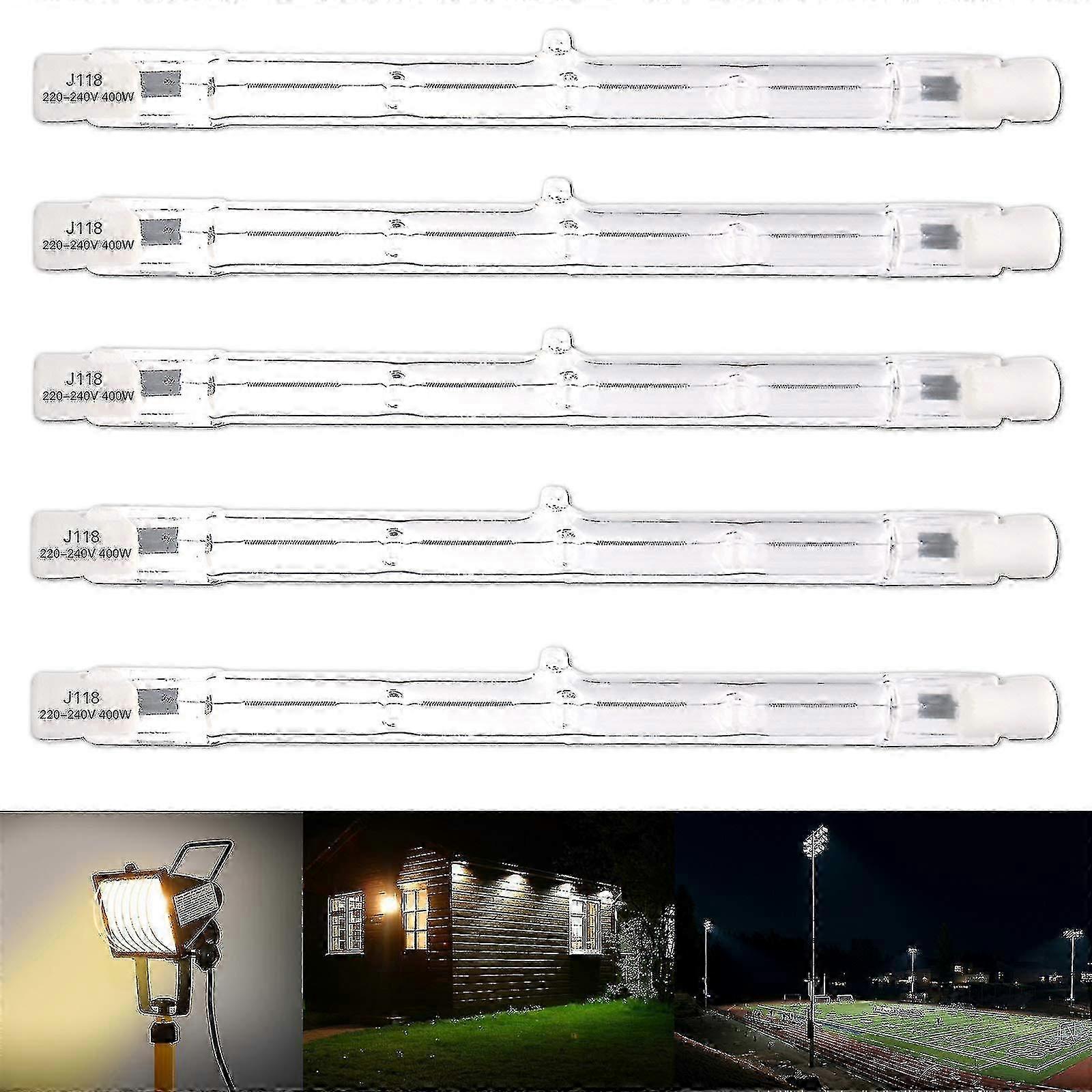 25-26 Linear Halogen Floodlight, 5Pcs 400w 118mm Energy Saving Tungsten Halogen Lamp, 360beam Angle Dimmeable R7s J118 Security Light
