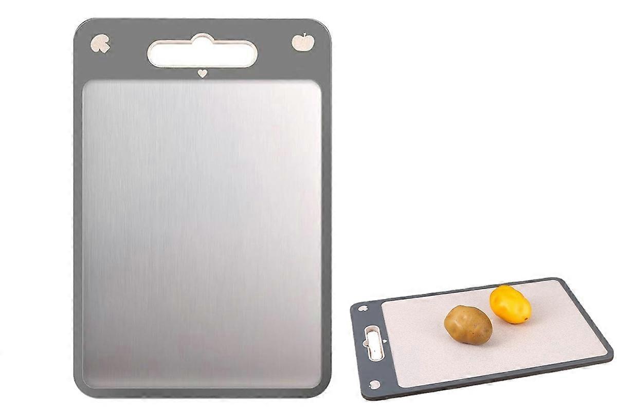 Chopping Board Double Sided Stainless Steel And Wheat Straw Cutting Board