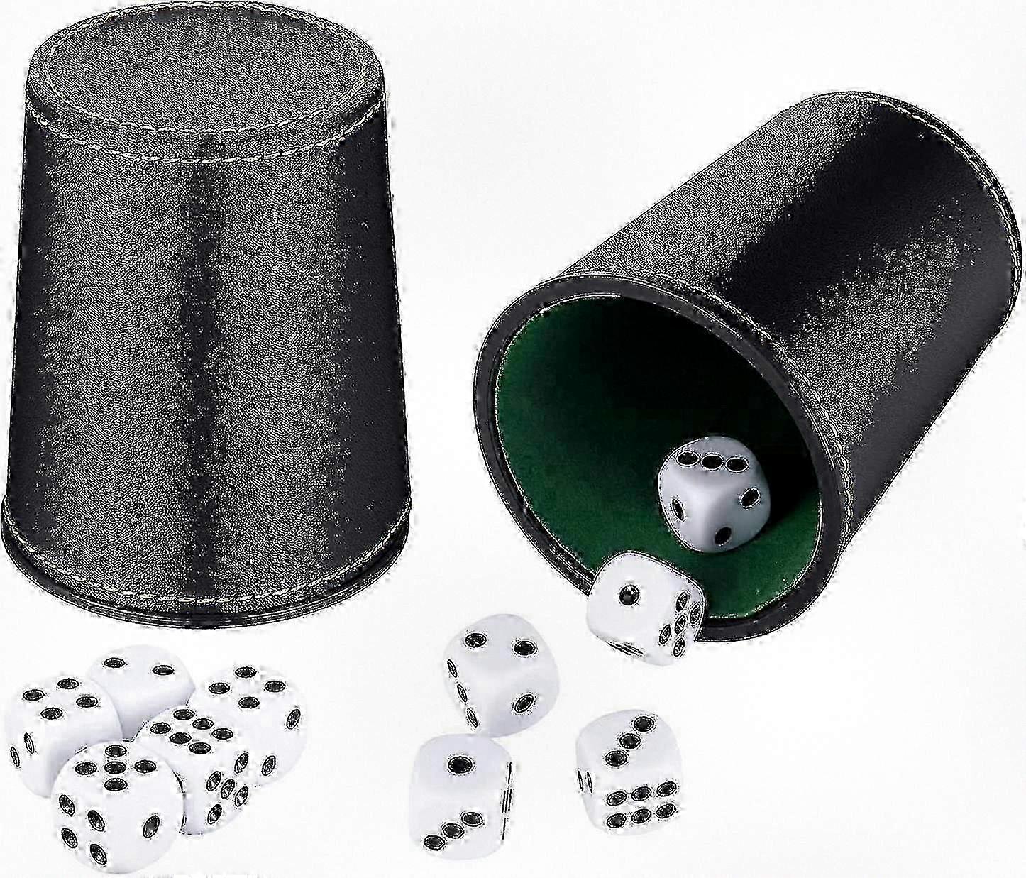 Luxe Leatherette Dice Shaker Set with 10-sided Dice for Game Nights, Party Entertainment & Gift Ideas - 2 Pieces