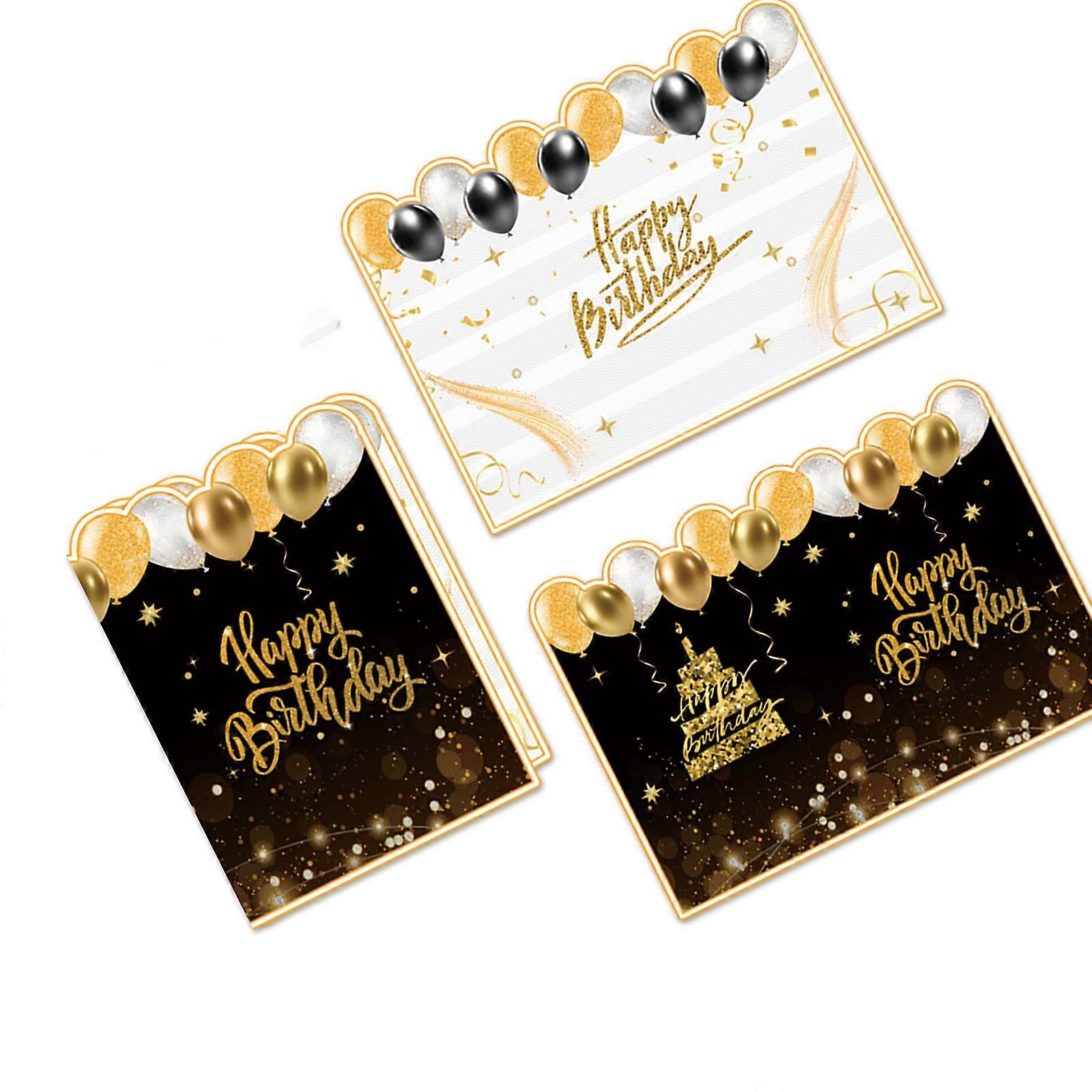 Message Commemorative Card Oversized Happy Birthday Guestbook Black Golden Signatures Guest Book For Family Multicolor